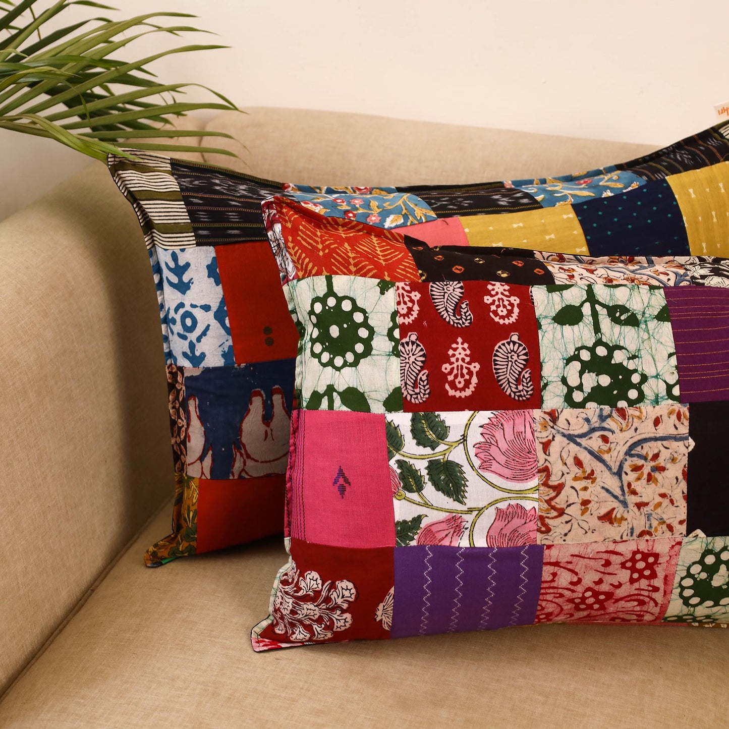 Set of 2 patchwork pillow covers 05 - handcrafted