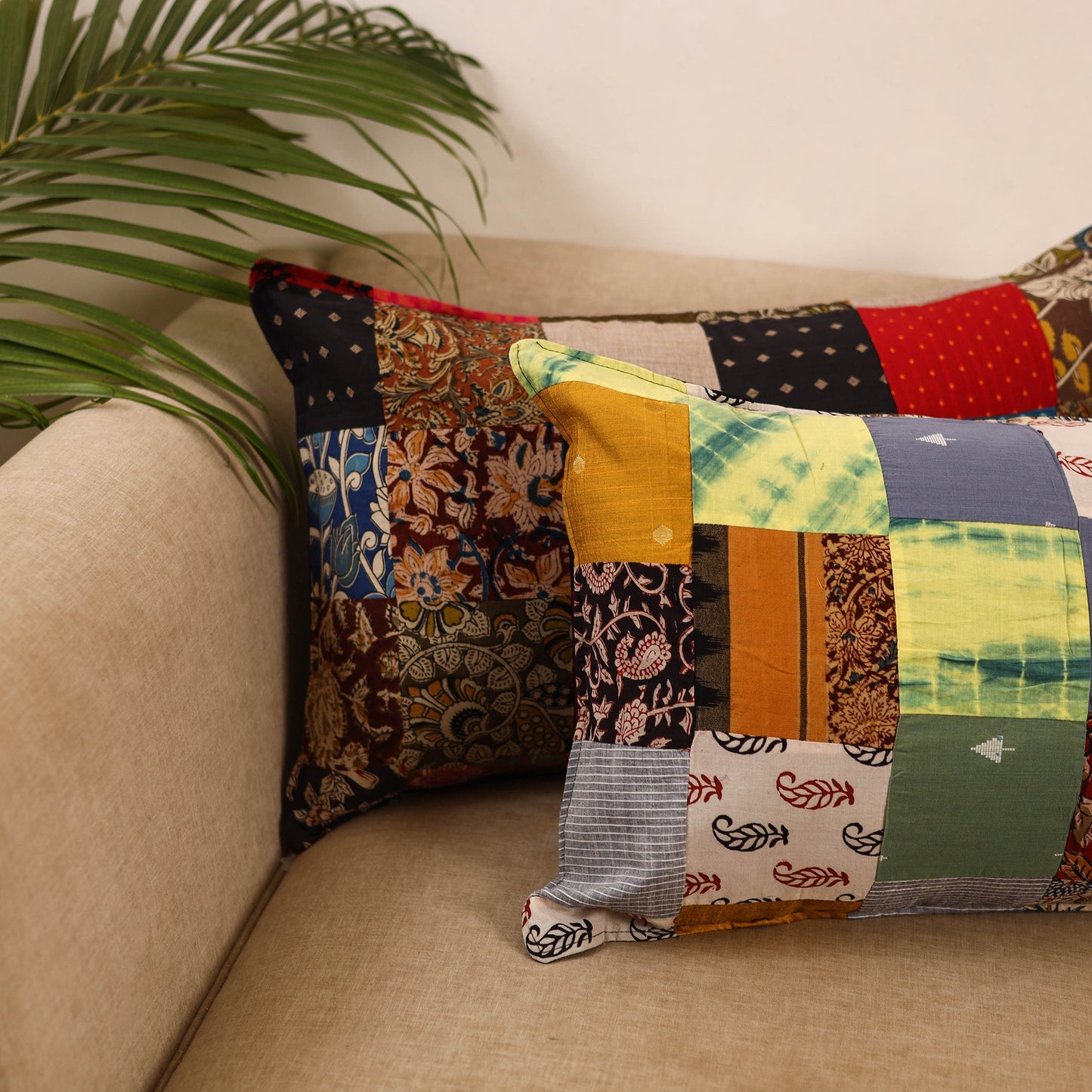 Set of 2 patchwork pillow covers 05 - handcrafted