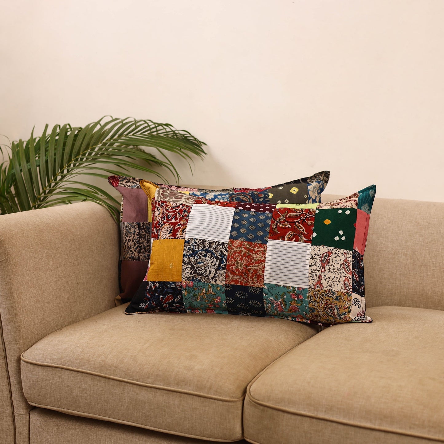 Set of 2 patchwork pillow covers 06 - handcrafted