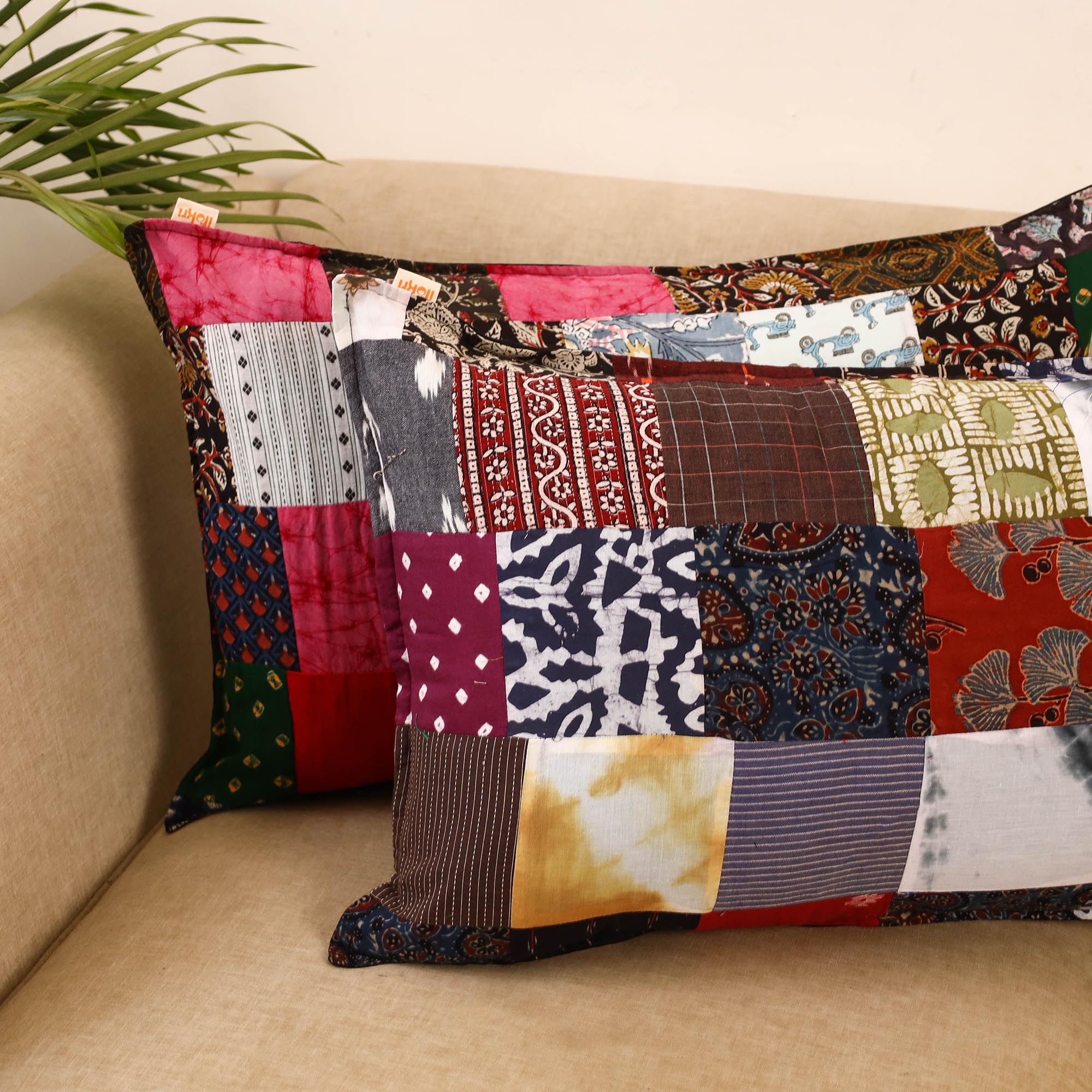 Set of 2 patchwork pillow covers 06 - handcrafted