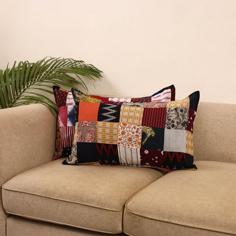 Set of 2 patchwork pillow covers 07 - handcrafted