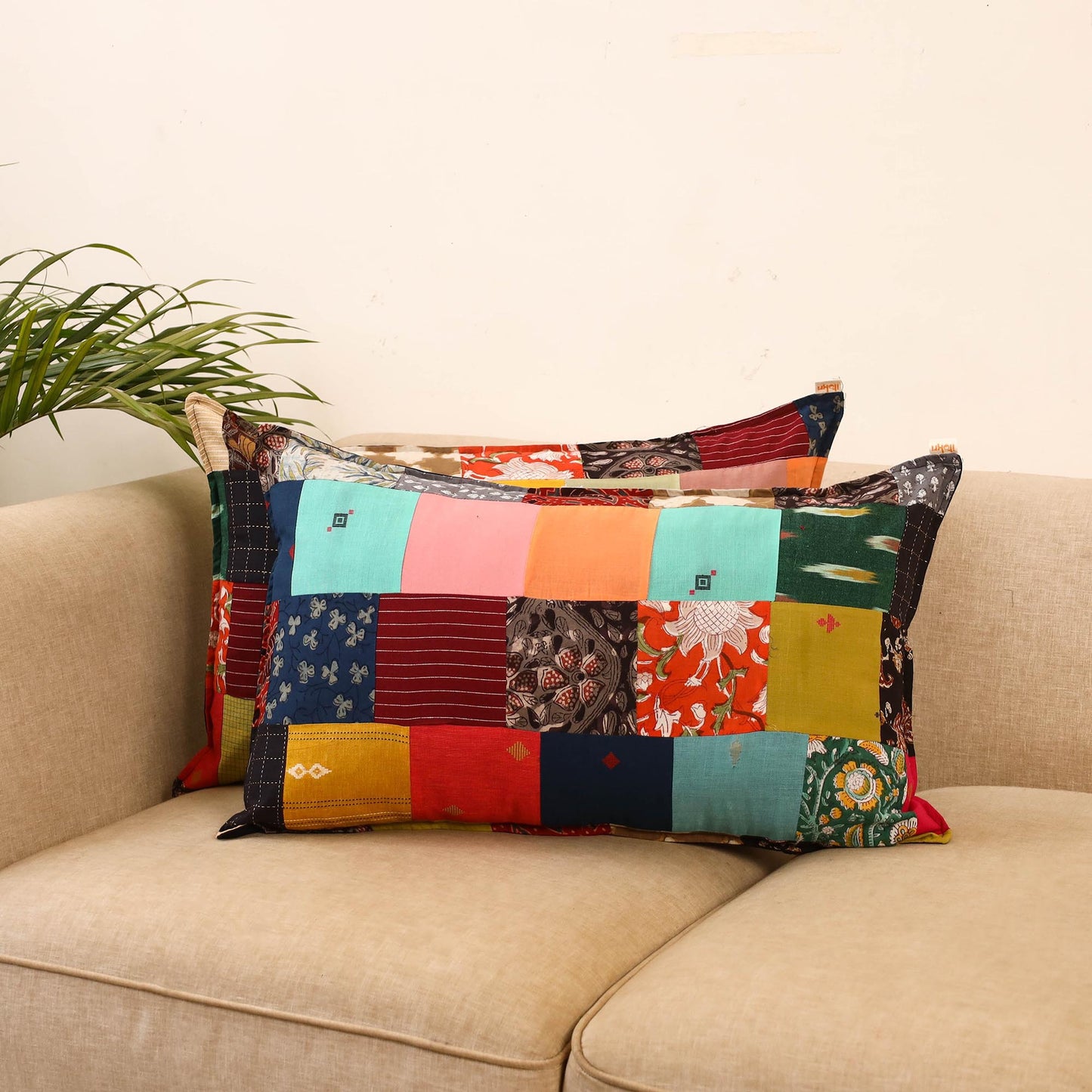 Set of 2 patchwork pillow covers 07 - handcrafted