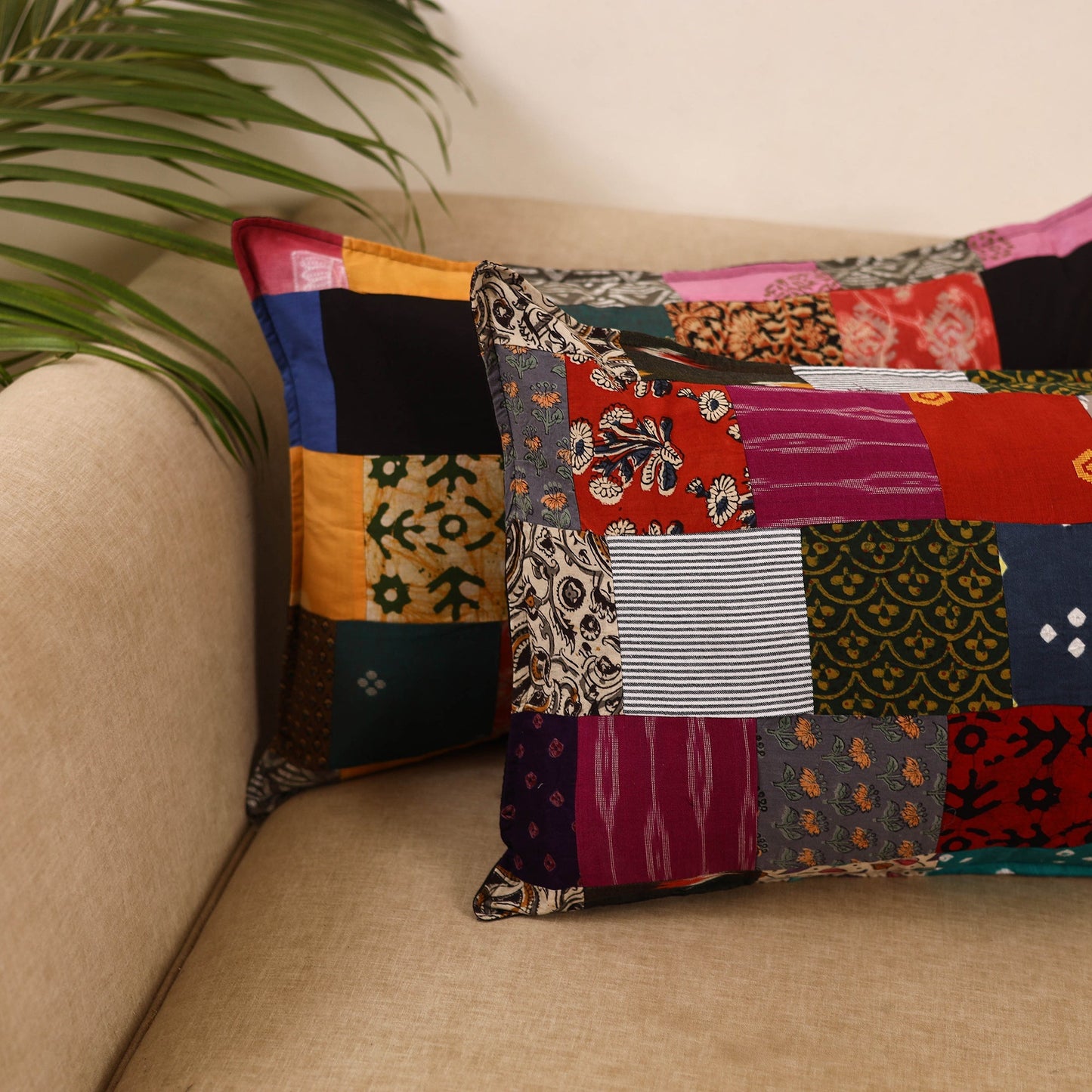 Set of 2 patchwork pillow covers 08 - handcrafted