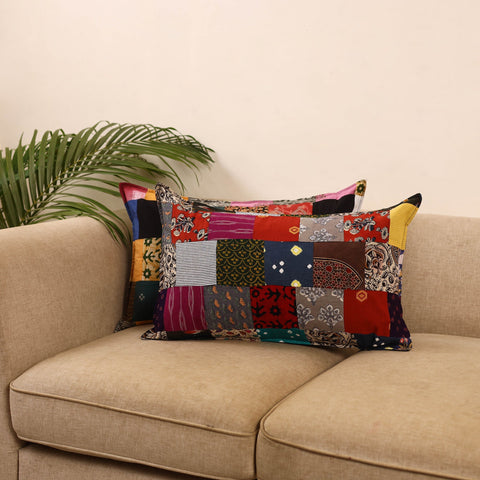 Set of 2 patchwork pillow covers 08 - handcrafted