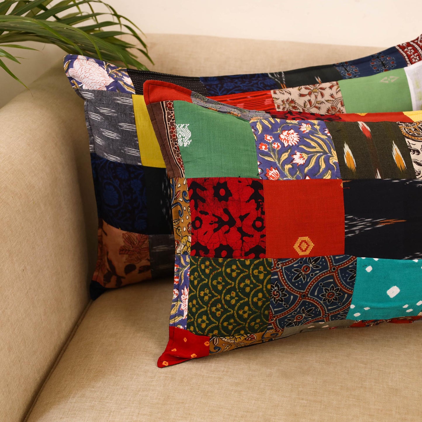 Set of 2 patchwork pillow covers 08 - handcrafted