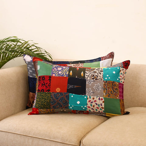 Set of 2 patchwork pillow covers 08 - handcrafted