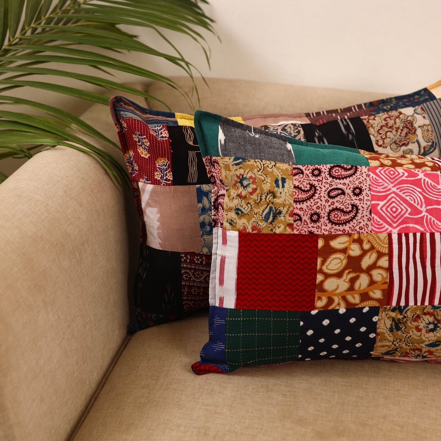 Set of 2 patchwork pillow covers 09 - handcrafted