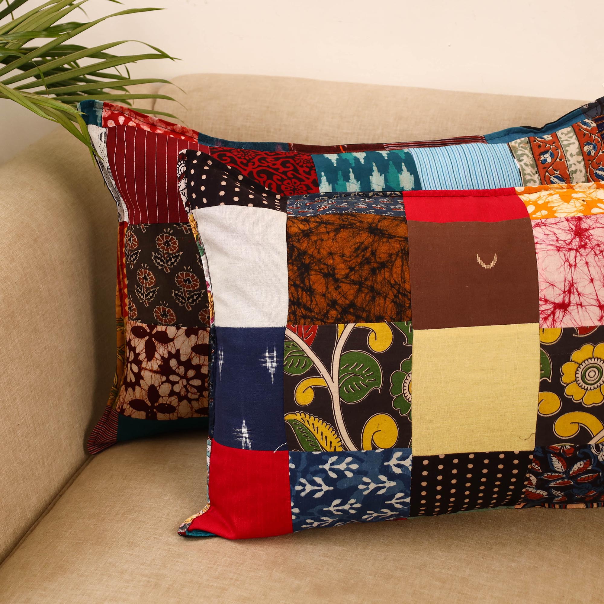 Set of 2 patchwork pillow covers 09 - handcrafted