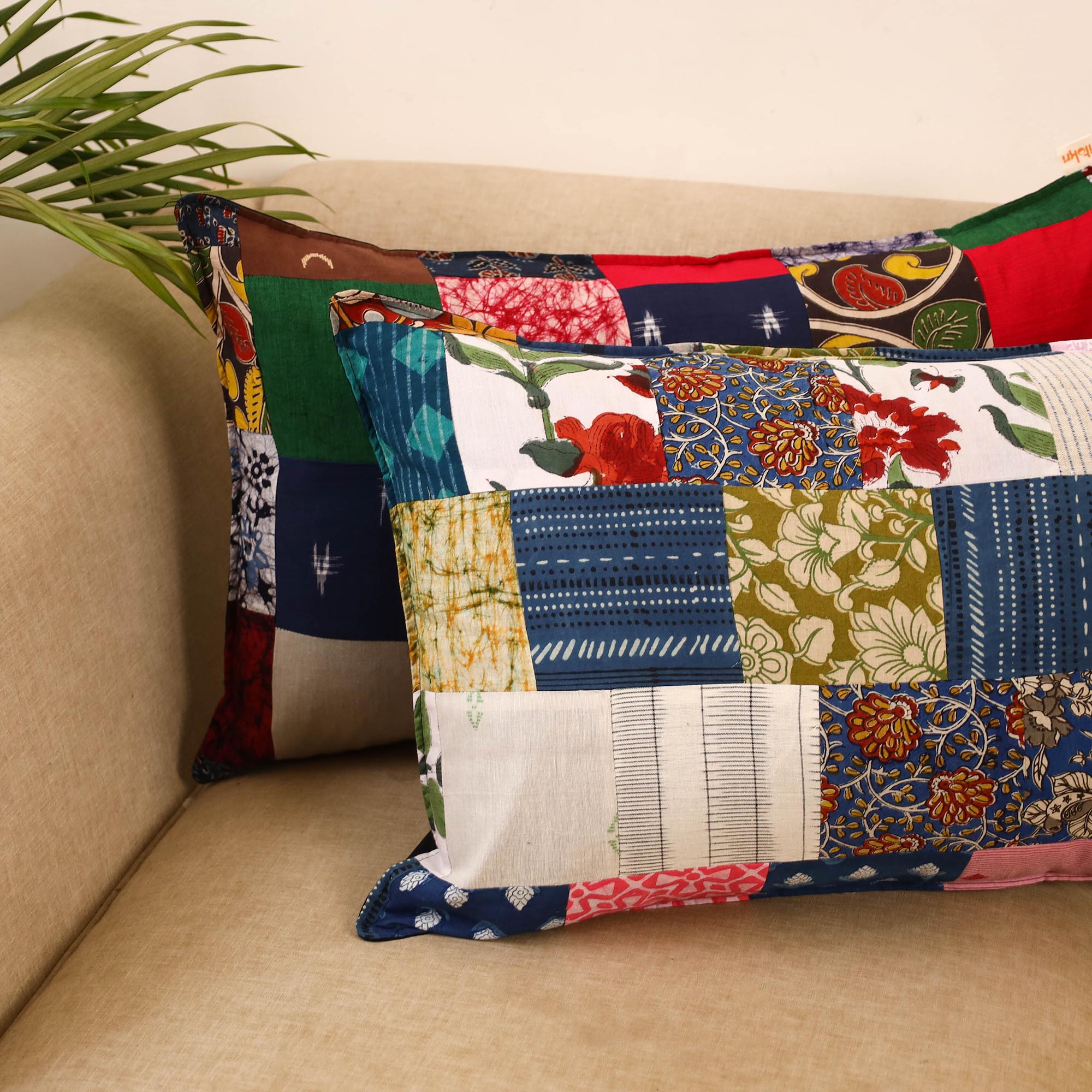 Set of 2 patchwork pillow covers 10 - handcrafted