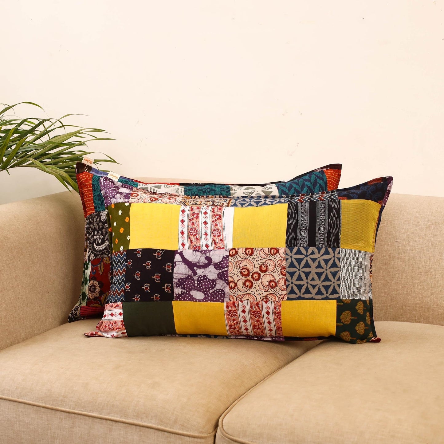 Set of 2 patchwork pillow covers 11 - handcrafted