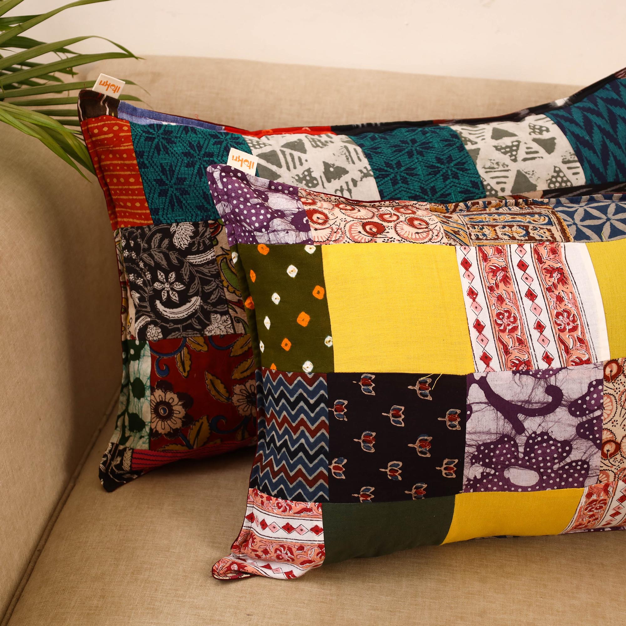 Set of 2 patchwork pillow covers 11 - handcrafted