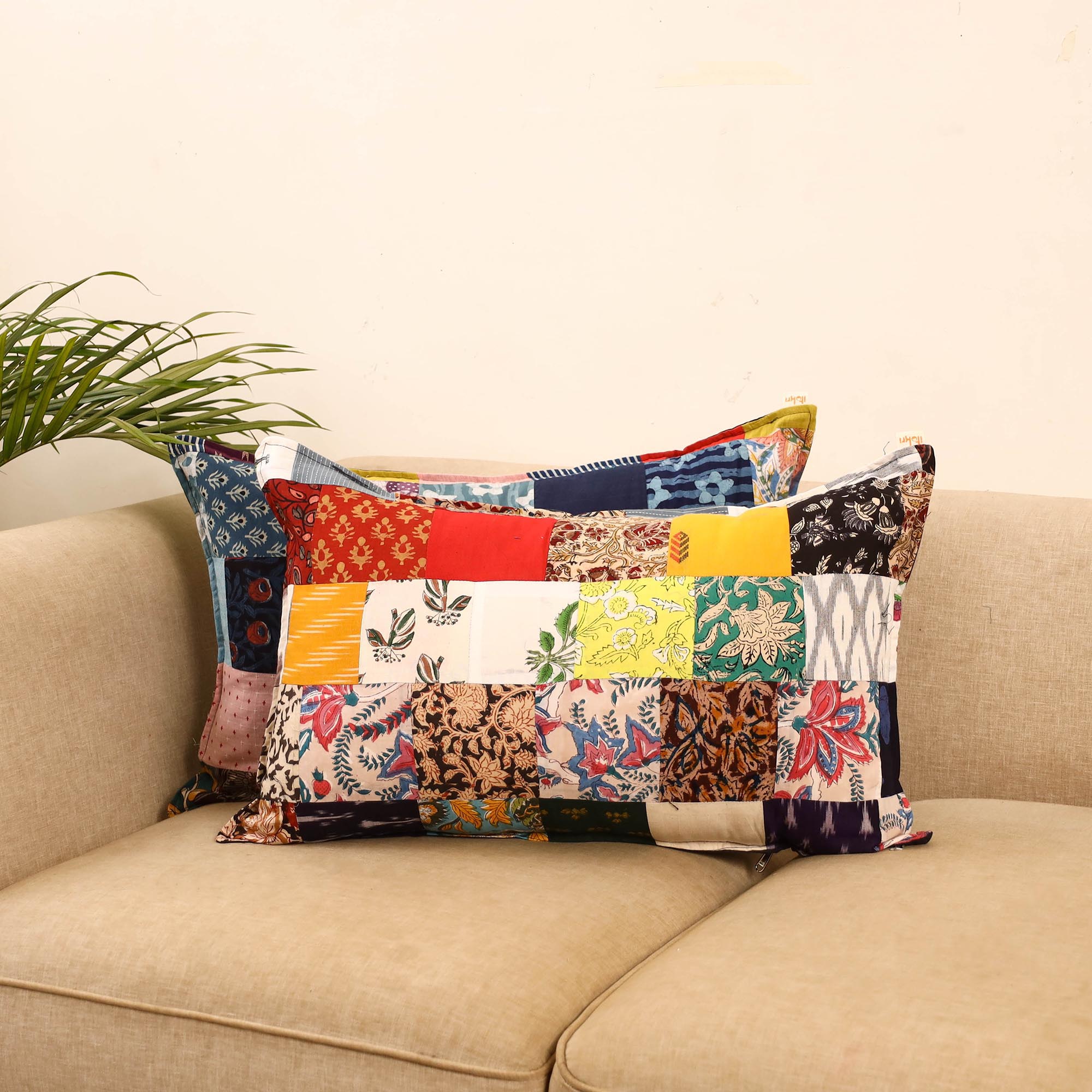 Set of 2 patchwork pillow covers 12 - handcrafted