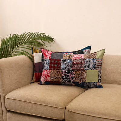 Set of 2 patchwork pillow covers 12 - handcrafted
