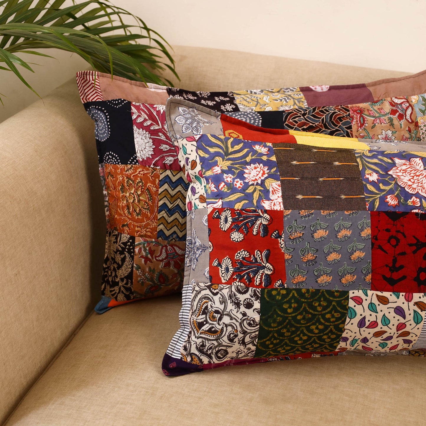 Set of 2 patchwork pillow covers 12 - handcrafted
