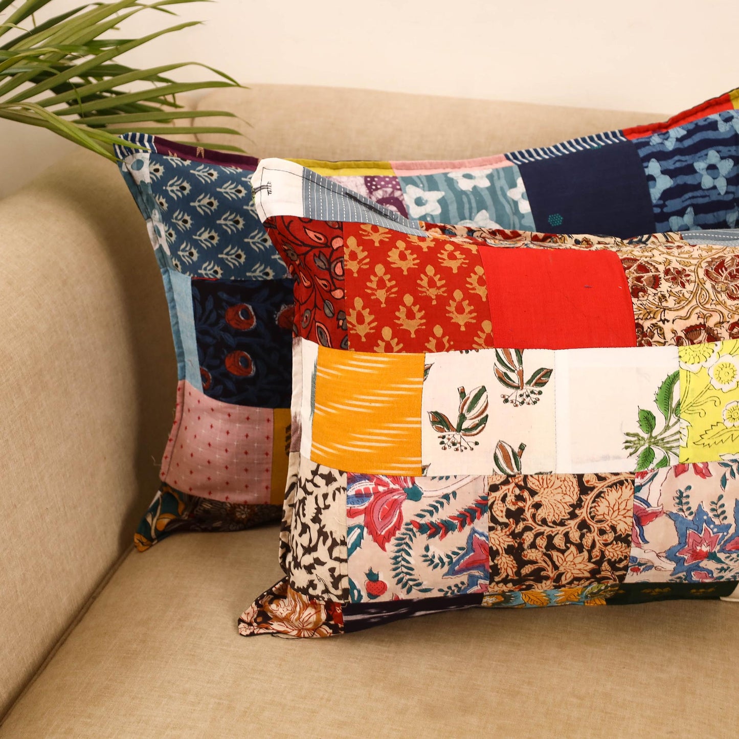 Set of 2 patchwork pillow covers 12 - handcrafted