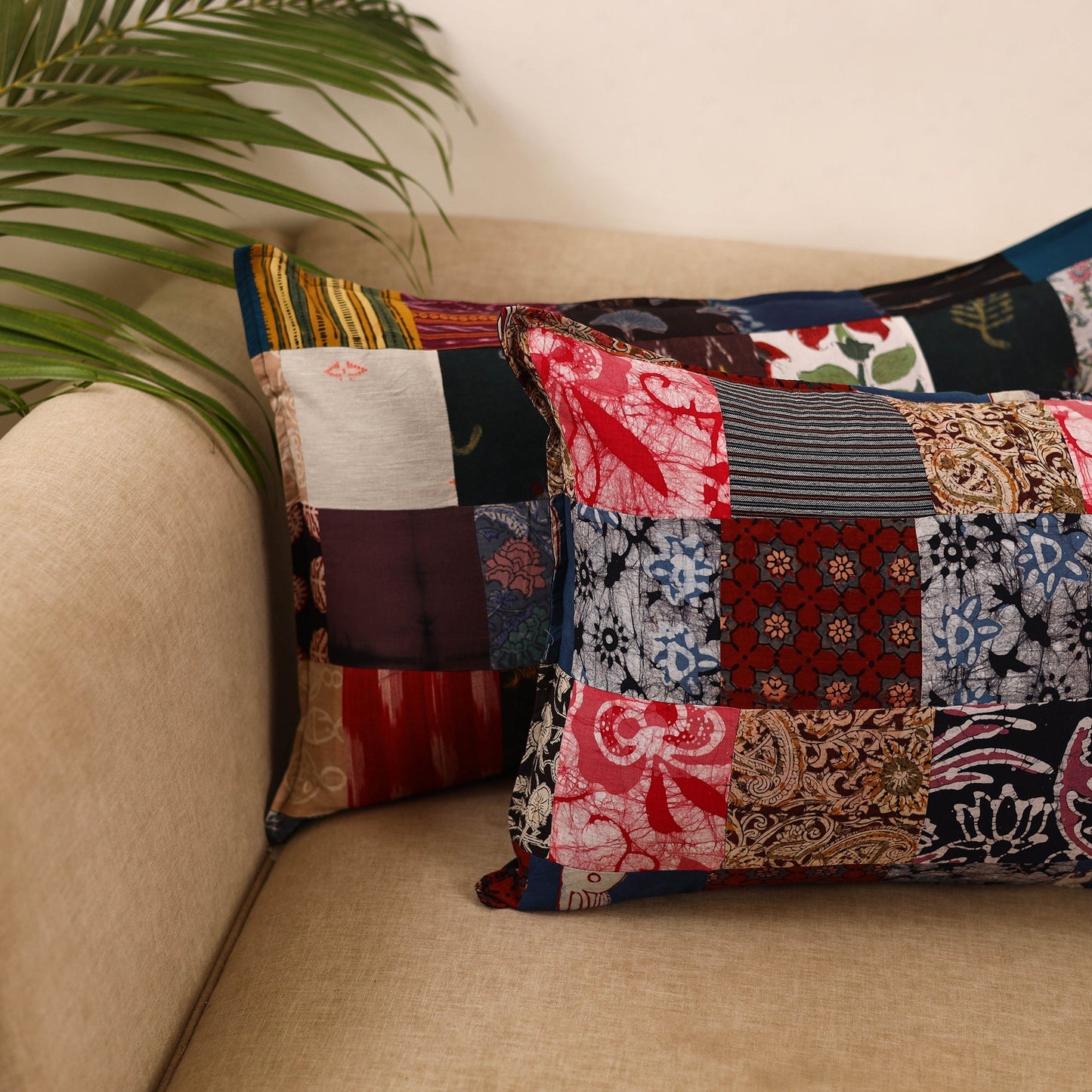Set of 2 patchwork pillow covers 12 - handcrafted