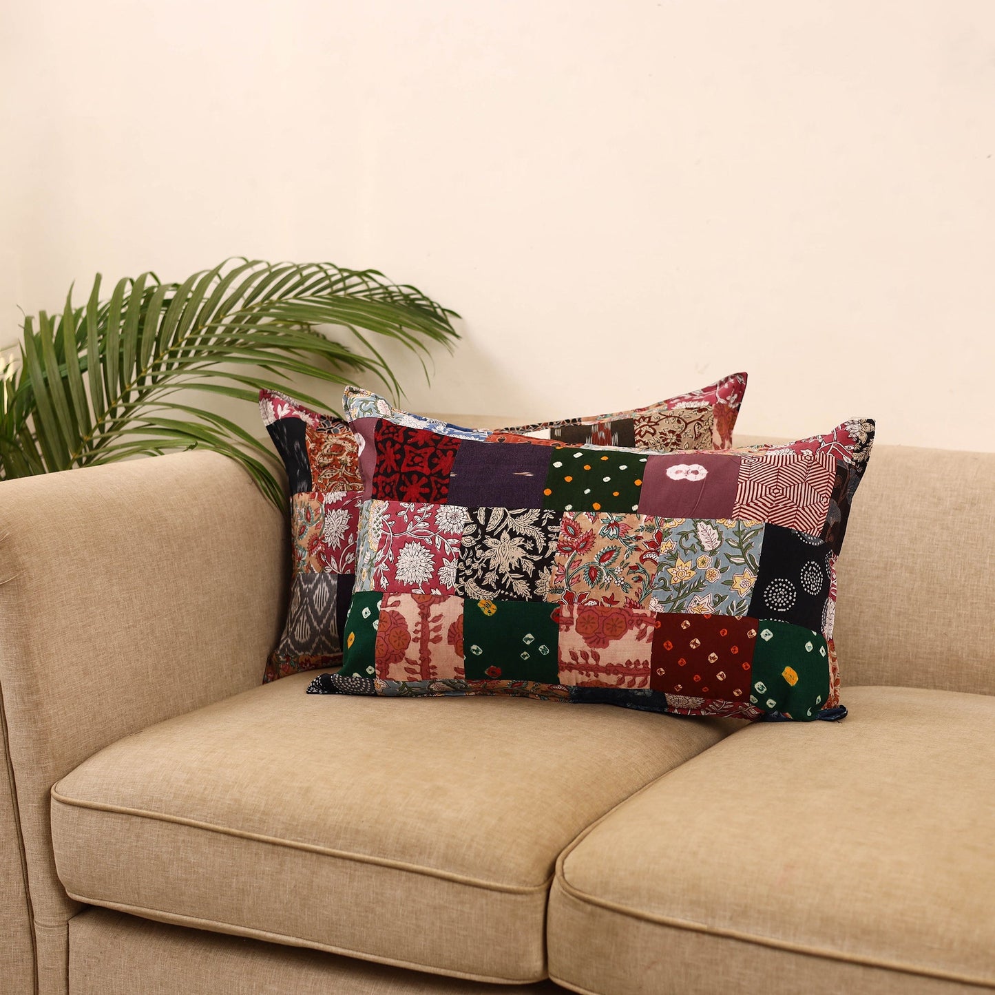 Set of 2 patchwork pillow covers 13 - handcrafted