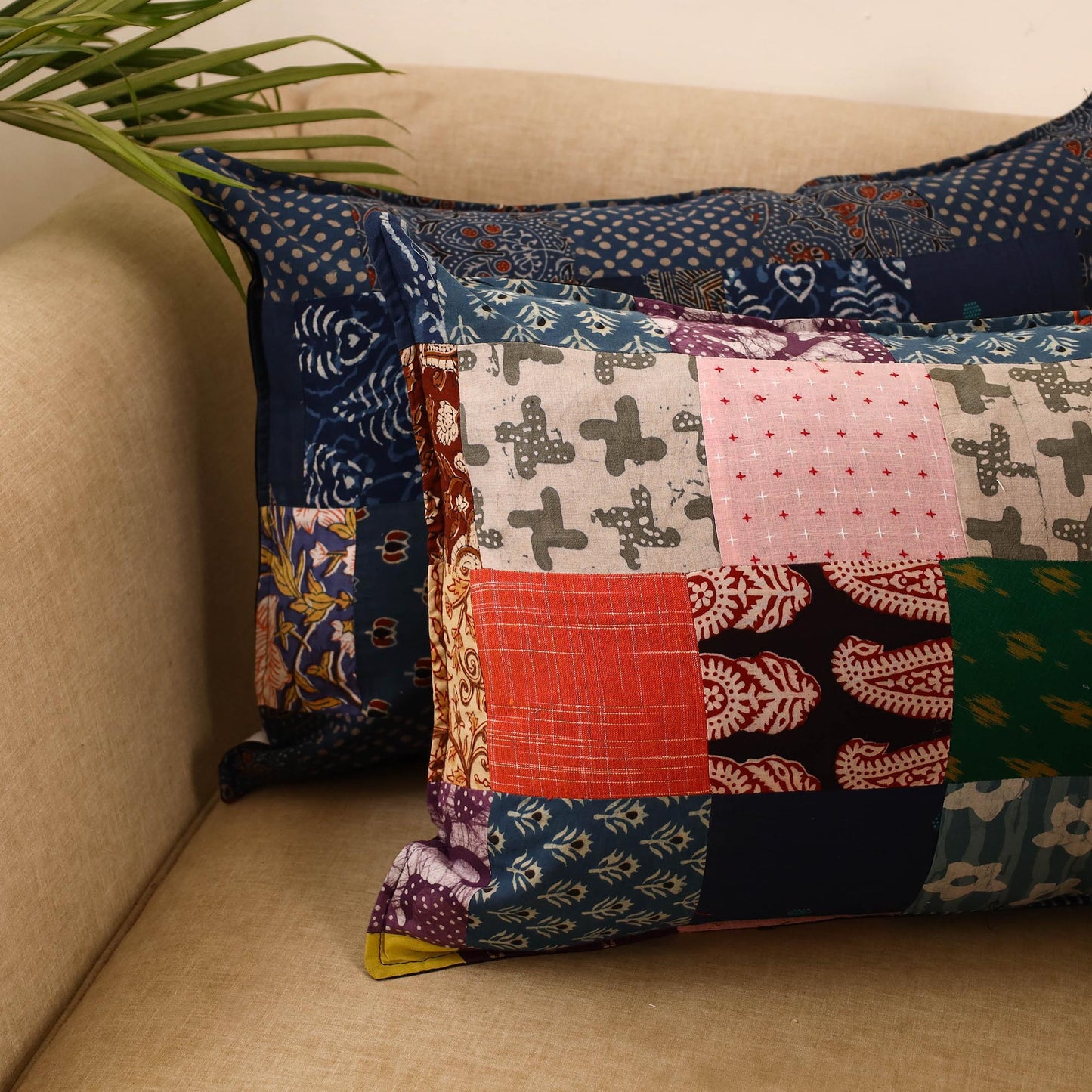 Set of 2 patchwork pillow covers 13 - handcrafted