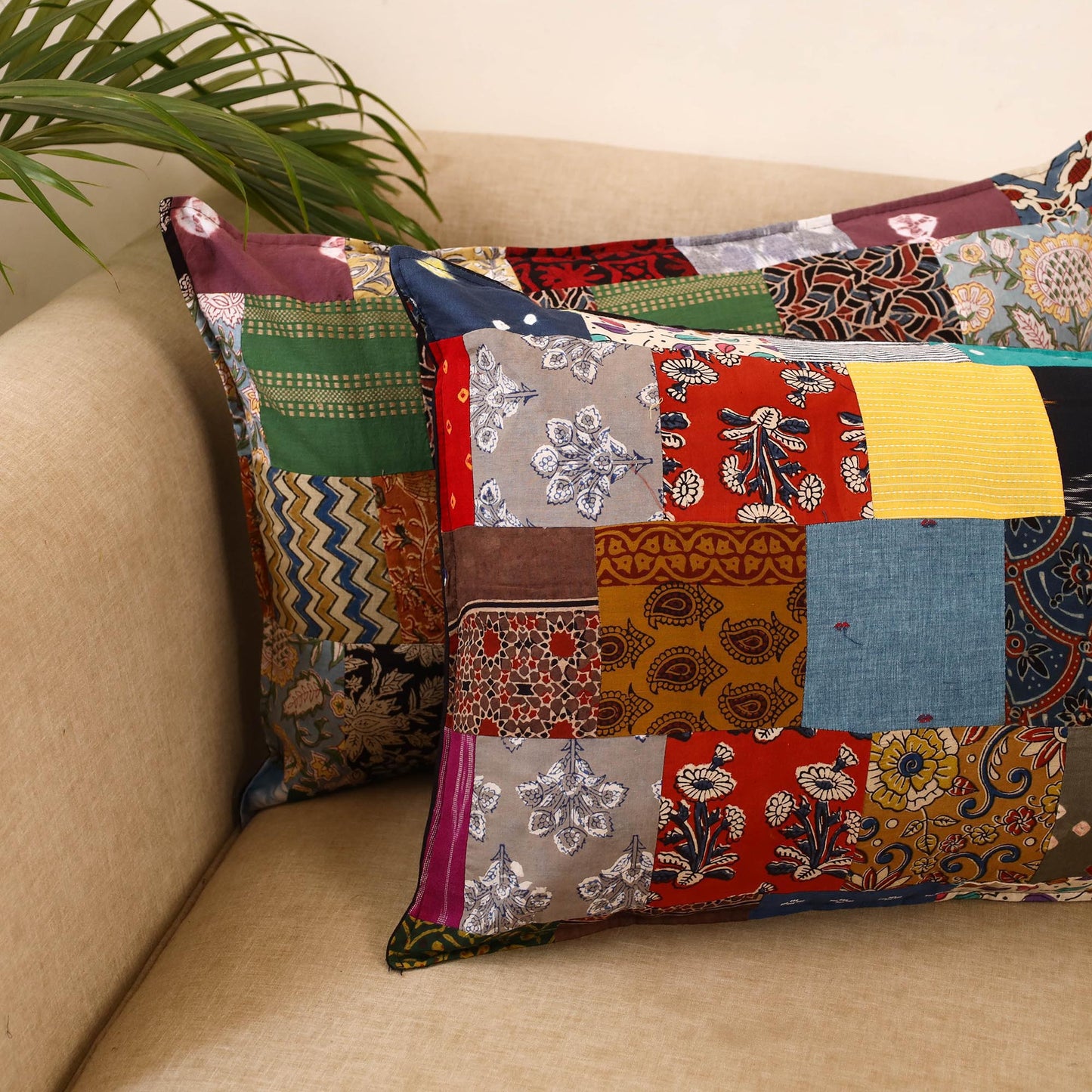 Set of 2 patchwork pillow covers 13 - handcrafted