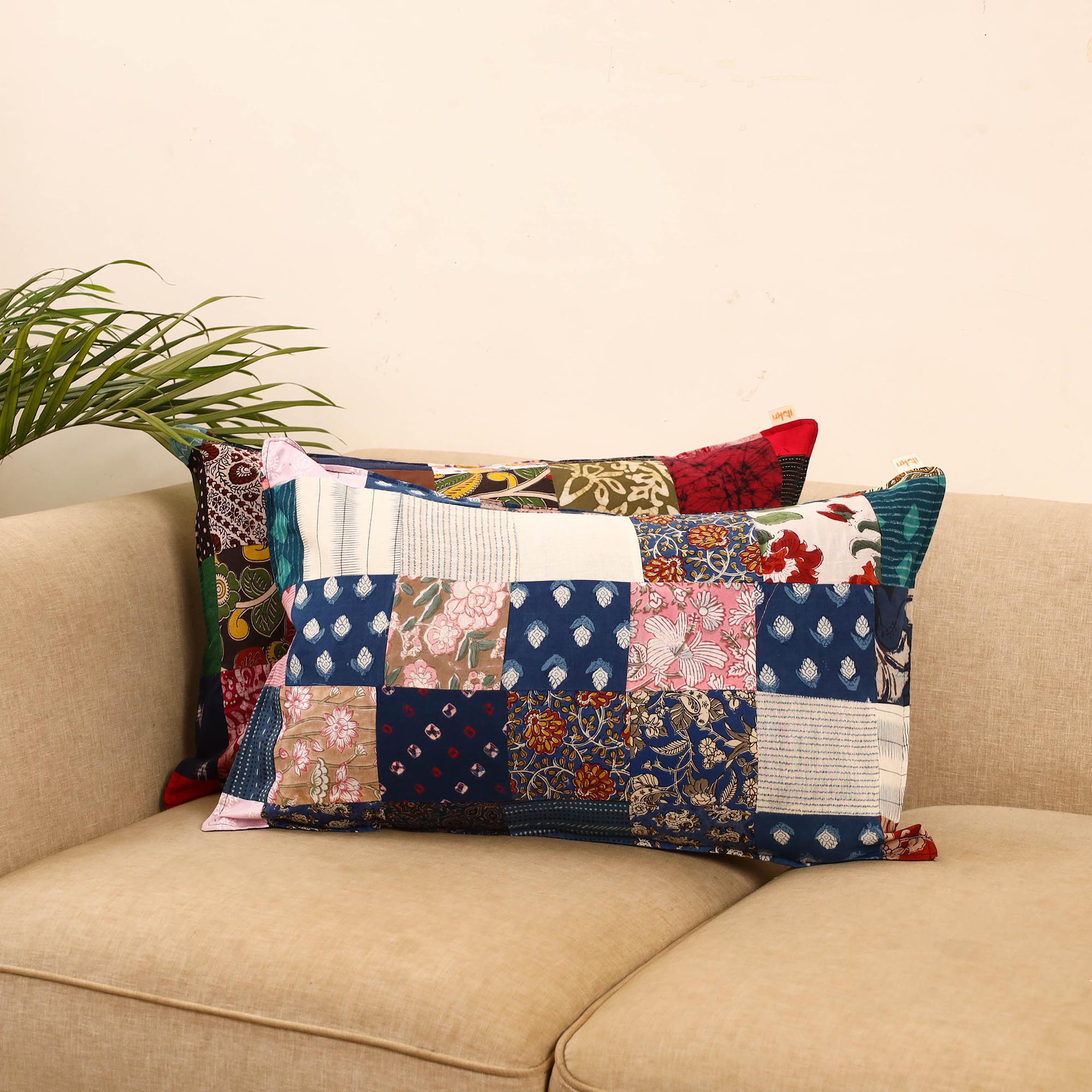 Set of 2 patchwork pillow covers 14 - handcrafted