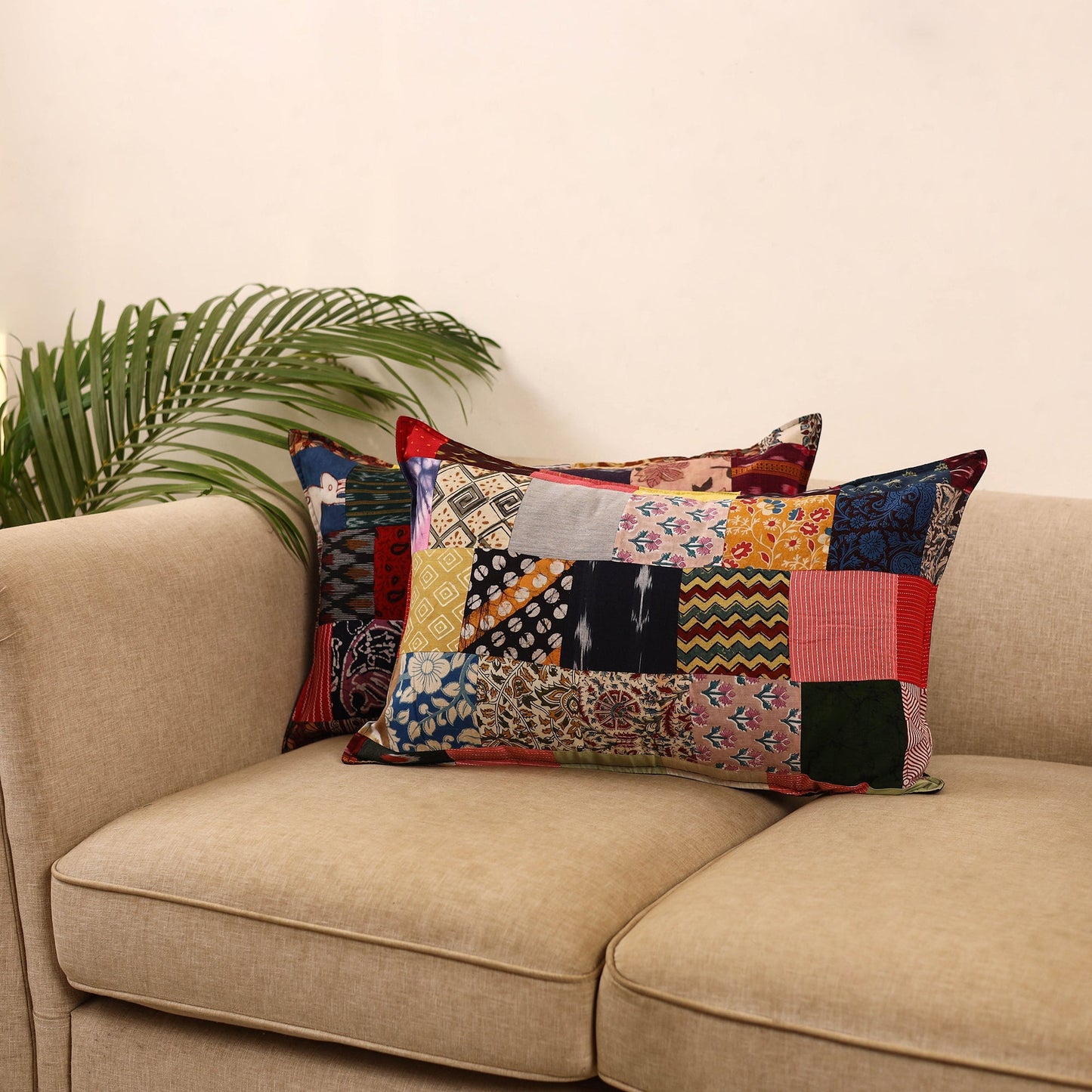Set of 2 patchwork pillow covers 14 - handcrafted