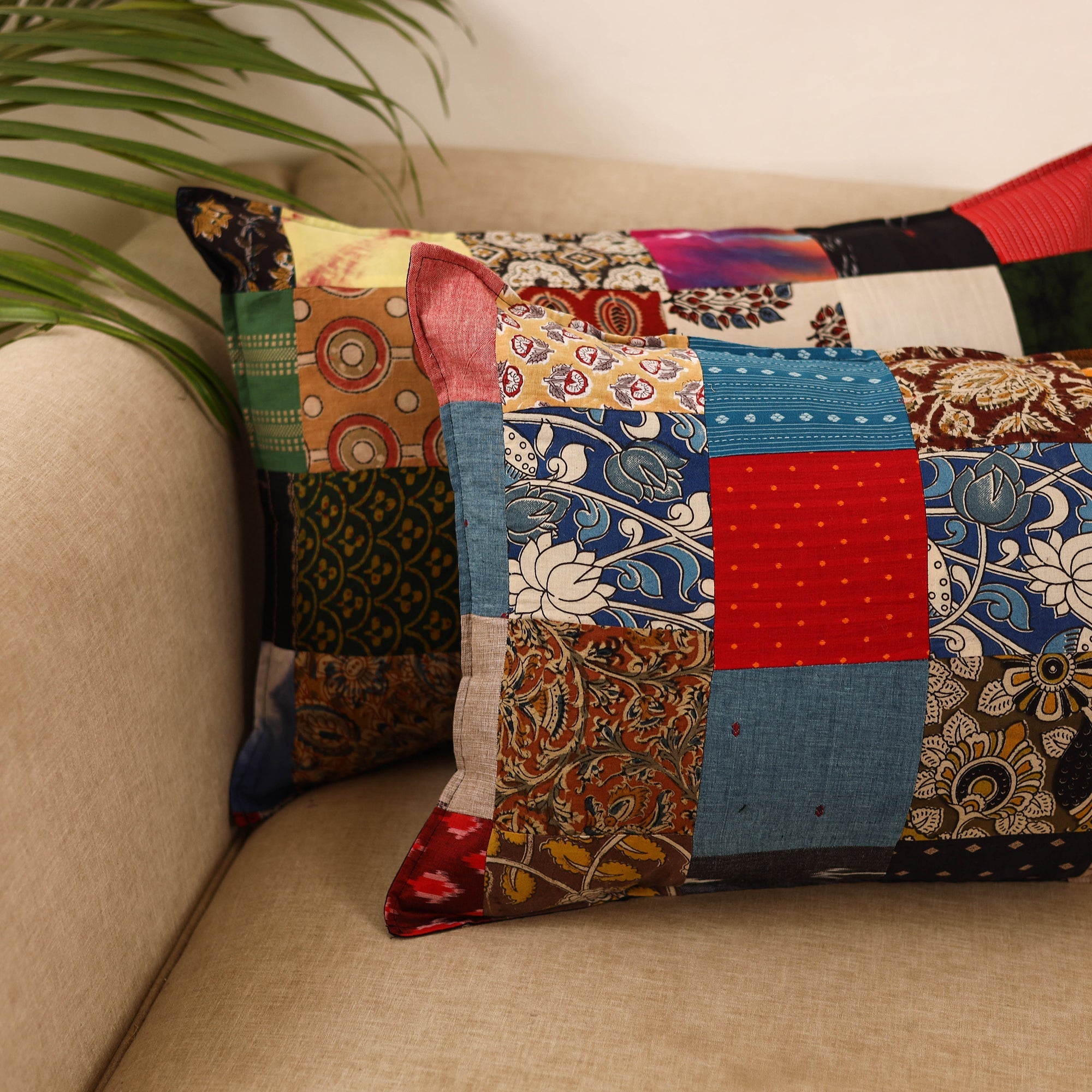 Set of 2 patchwork pillow covers 15 - handcrafted