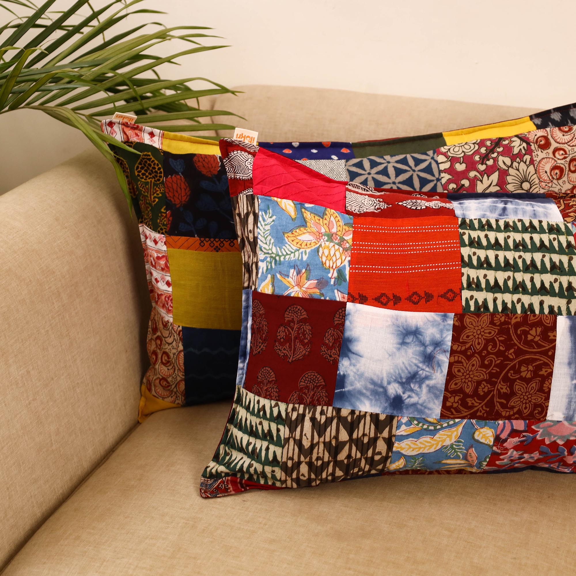 Set of 2 patchwork pillow covers 15 - handcrafted