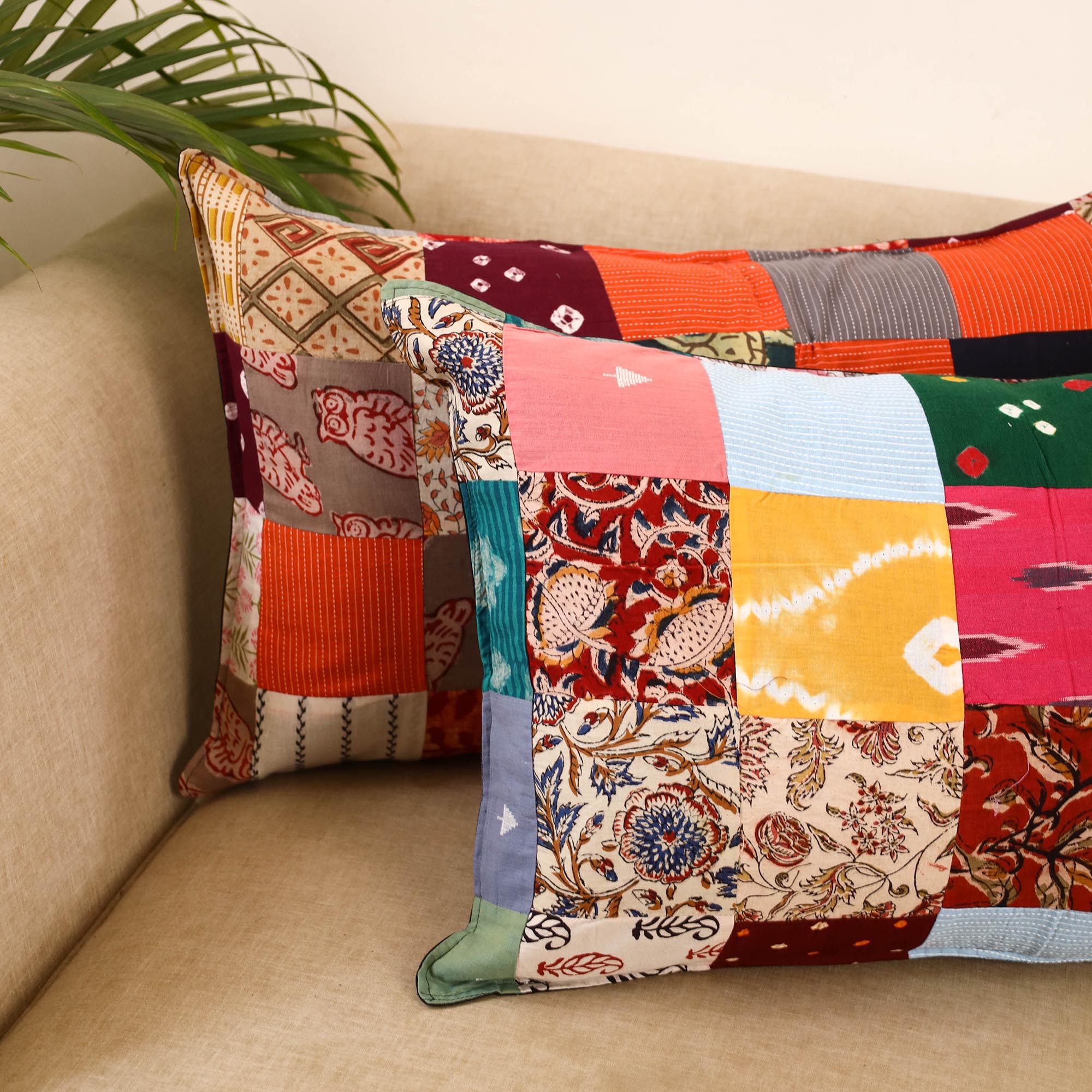 Set of 2 patchwork pillow covers 15 - handcrafted