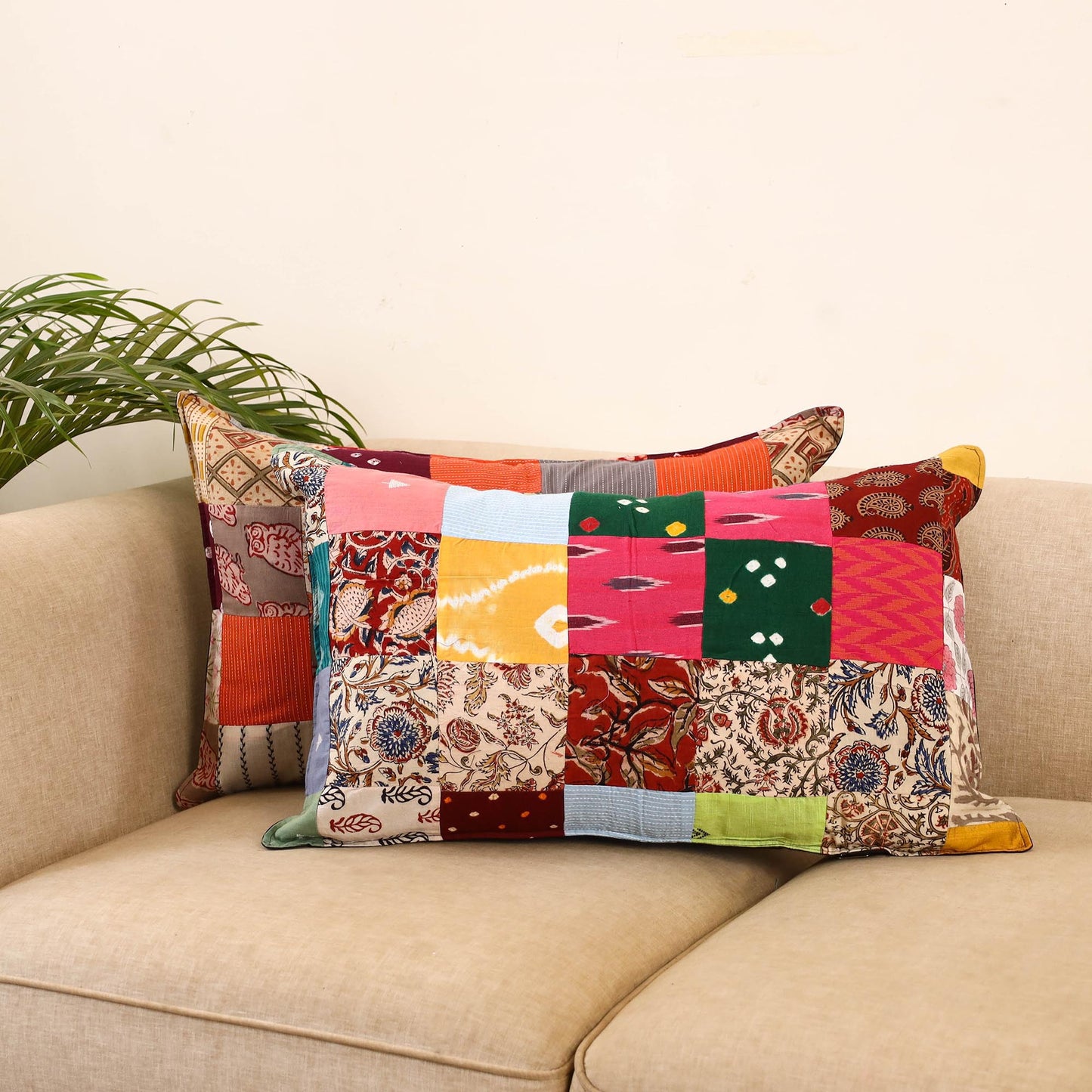 Set of 2 patchwork pillow covers 15 - handcrafted