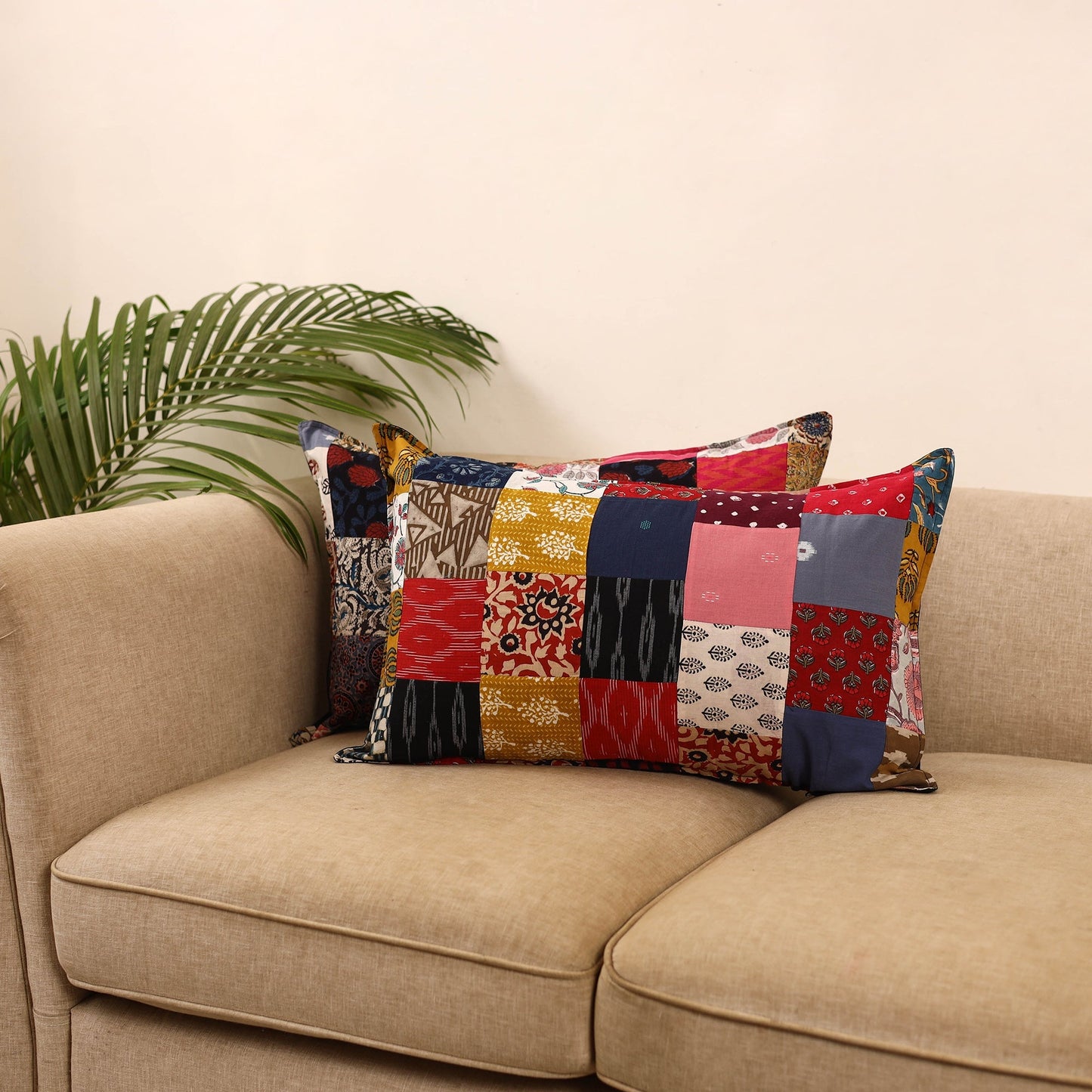 Set of 2 patchwork pillow covers 17 - handcrafted