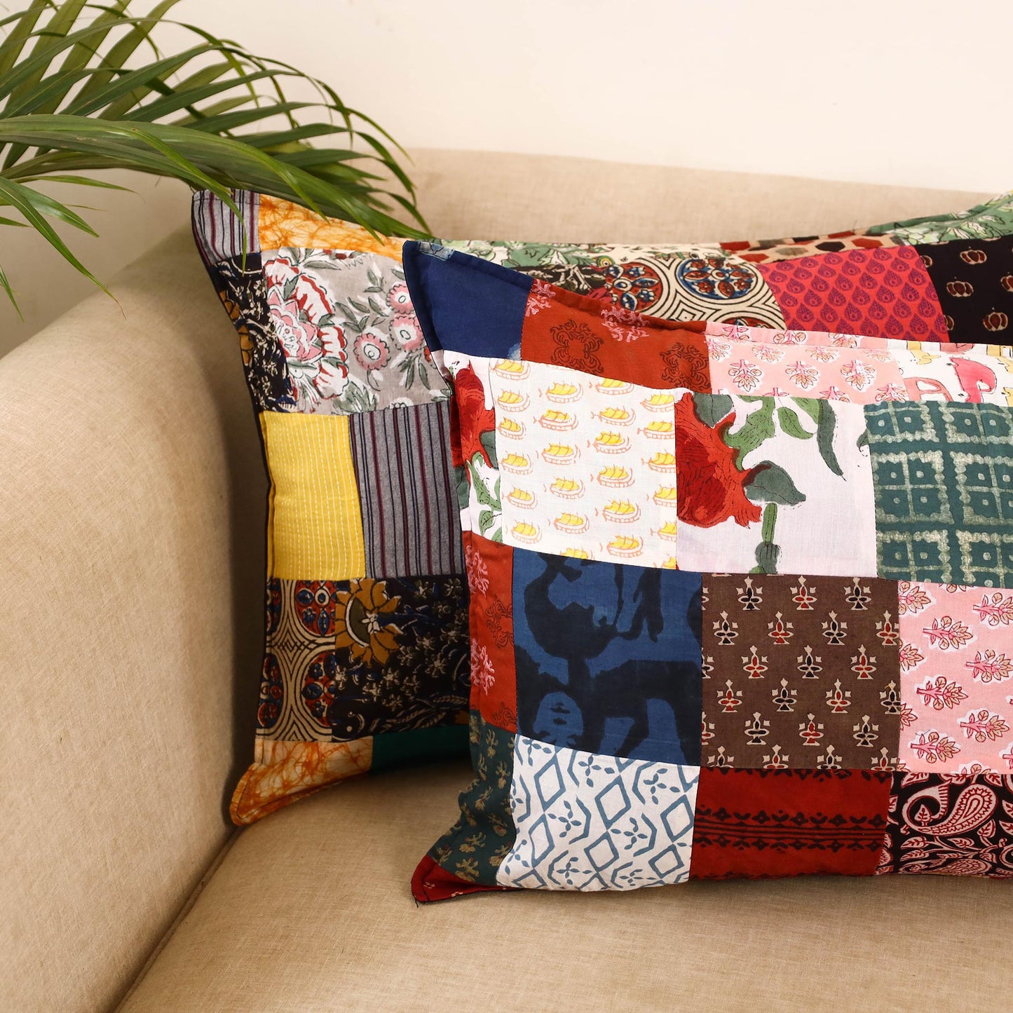 Set of 2 patchwork pillow covers 17 - handcrafted