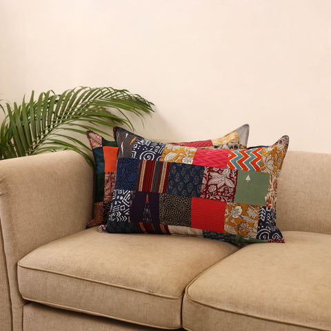 Set of 2 patchwork pillow covers 18 - handcrafted