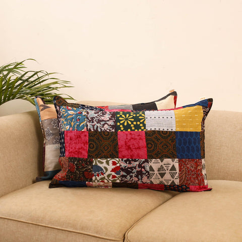 Set of 2 patchwork pillow covers 18 - handcrafted