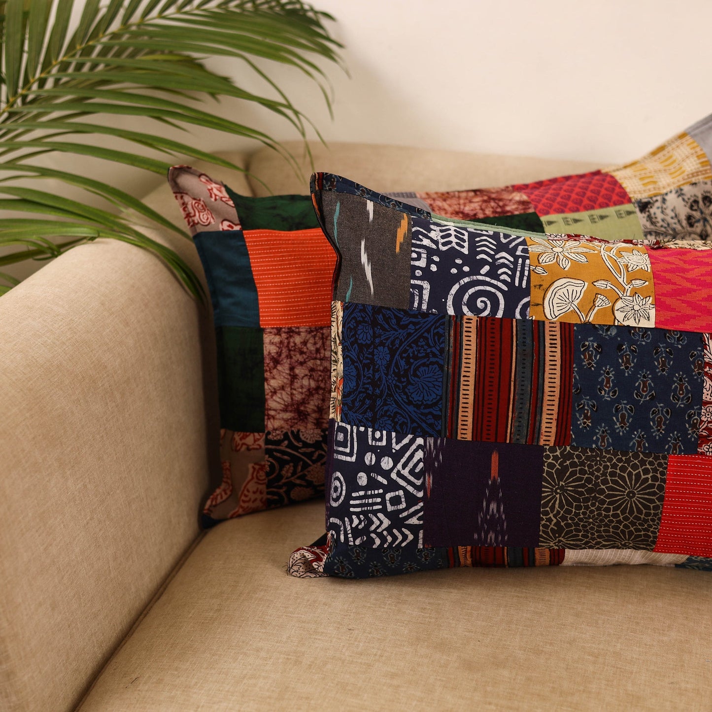 Set of 2 patchwork pillow covers 18 - handcrafted