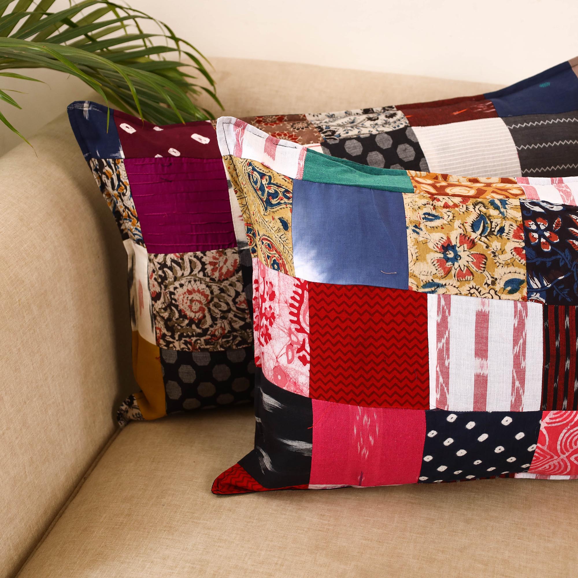 Set of 2 patchwork pillow covers 19 - handcrafted