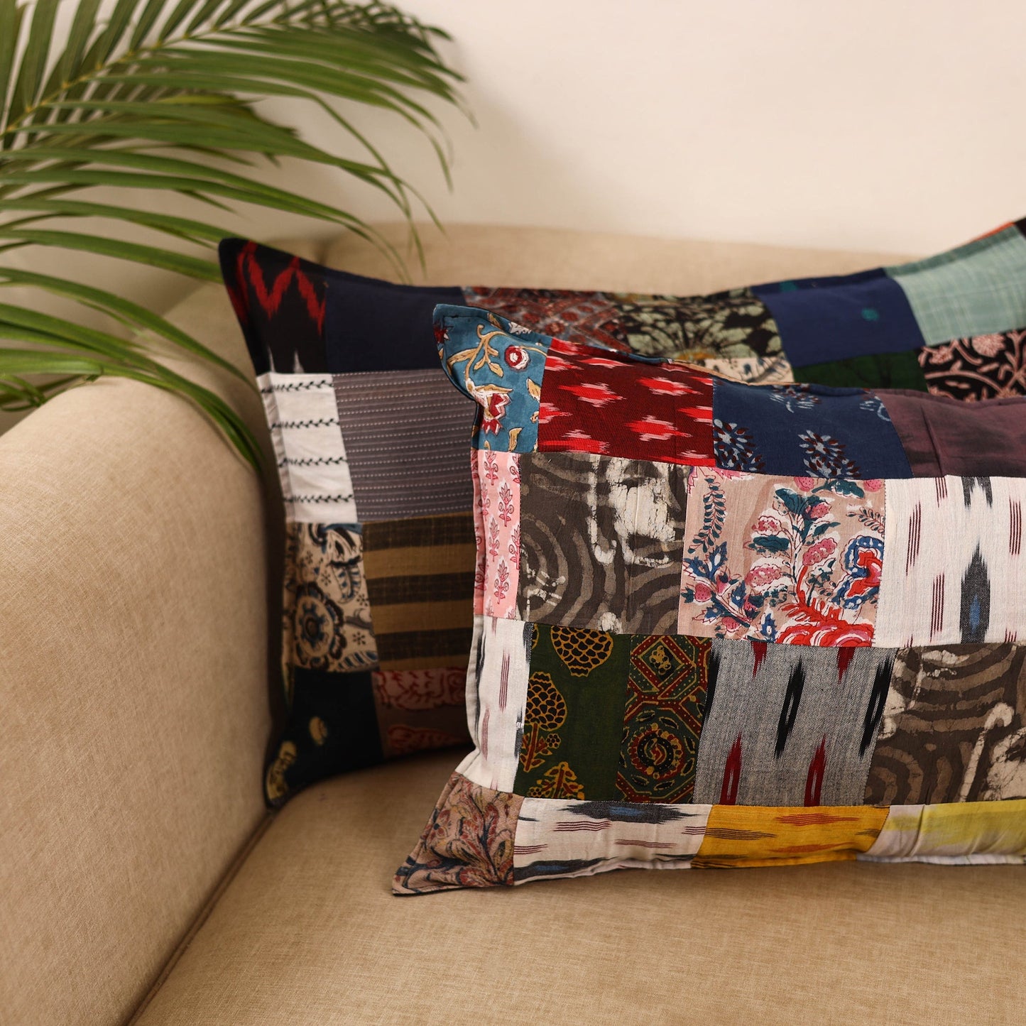 Set of 2 patchwork pillow covers 19 - handcrafted