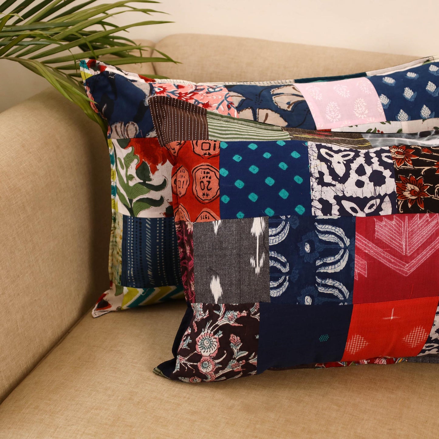 Set of 2 patchwork pillow covers 19 - handcrafted