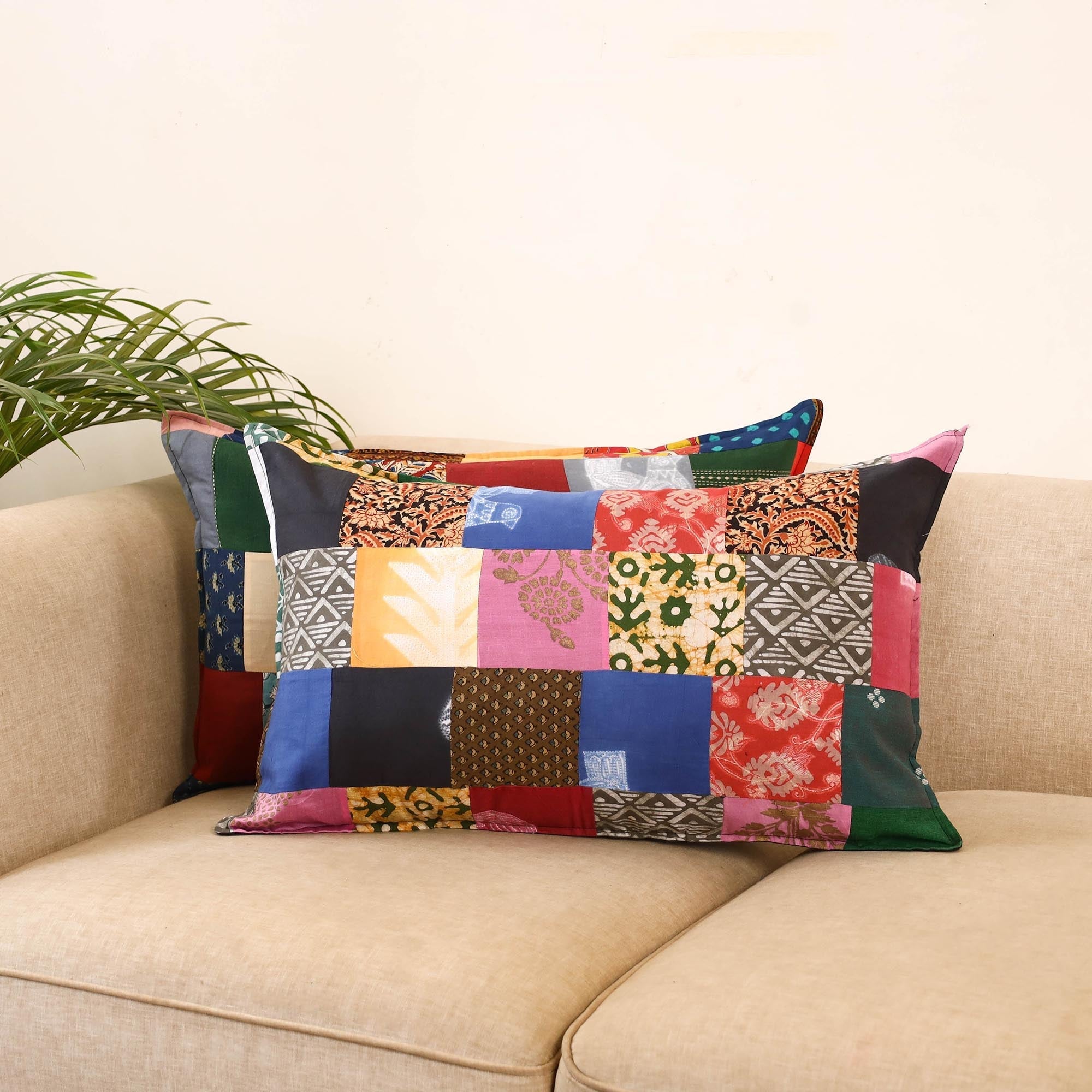 Set of 2 patchwork pillow covers 20 - handcrafted