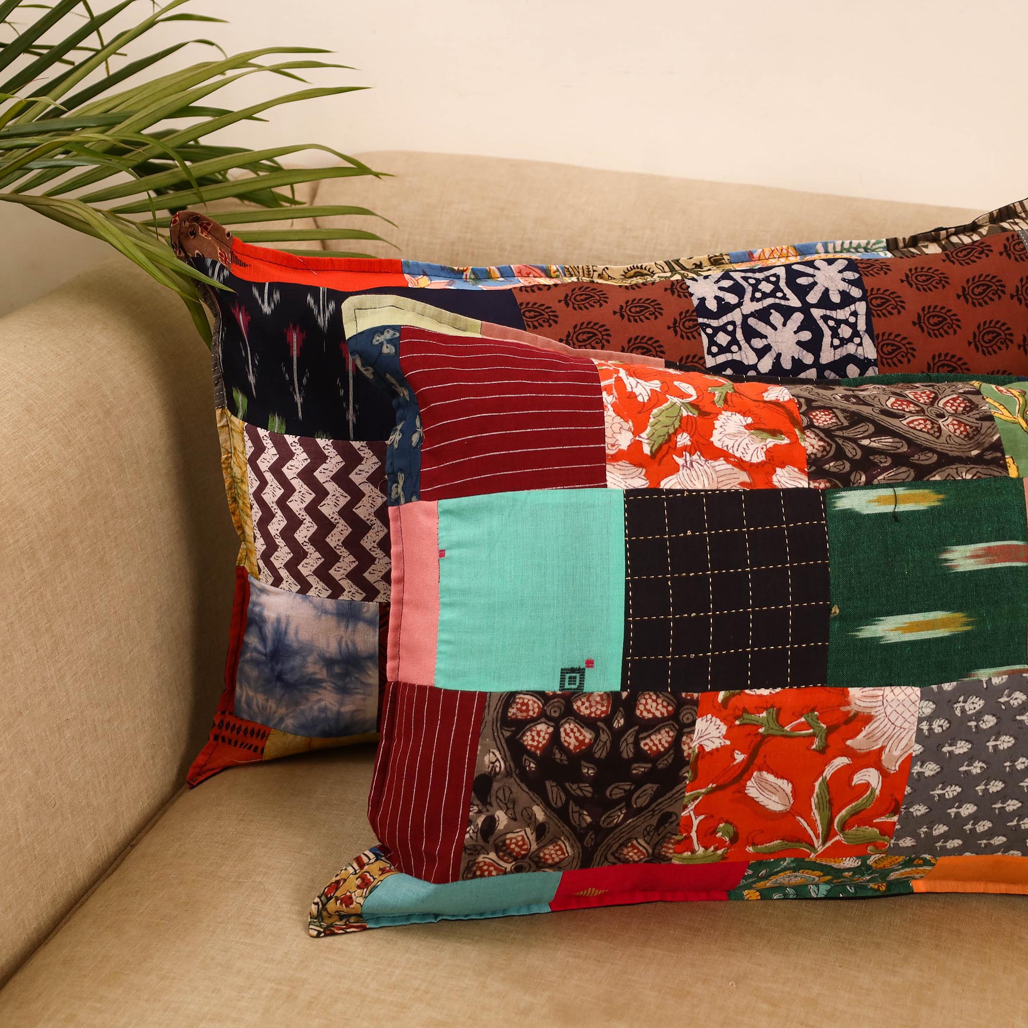 Set of 2 patchwork pillow covers 20 - handcrafted