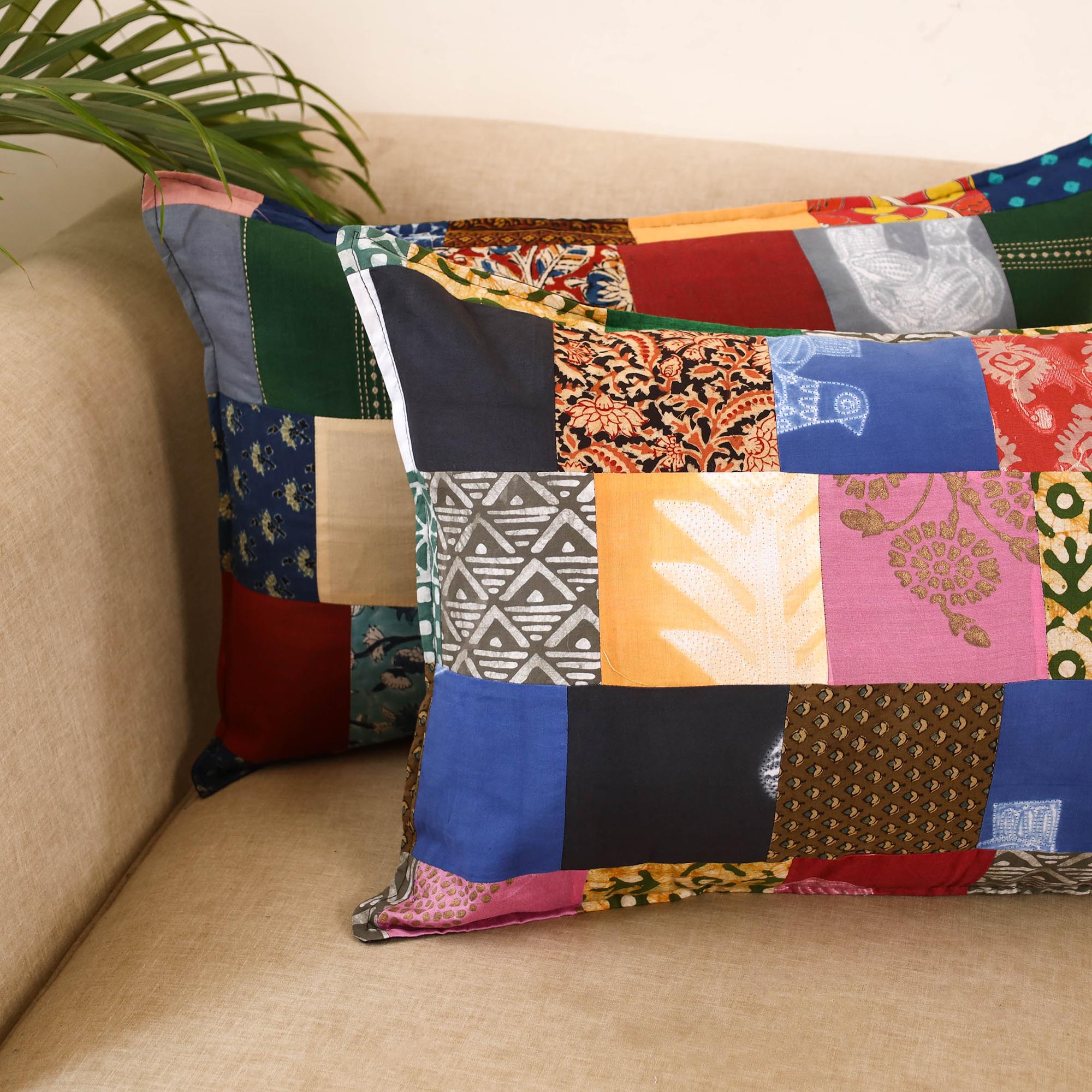 Set of 2 patchwork pillow covers 20 - handcrafted