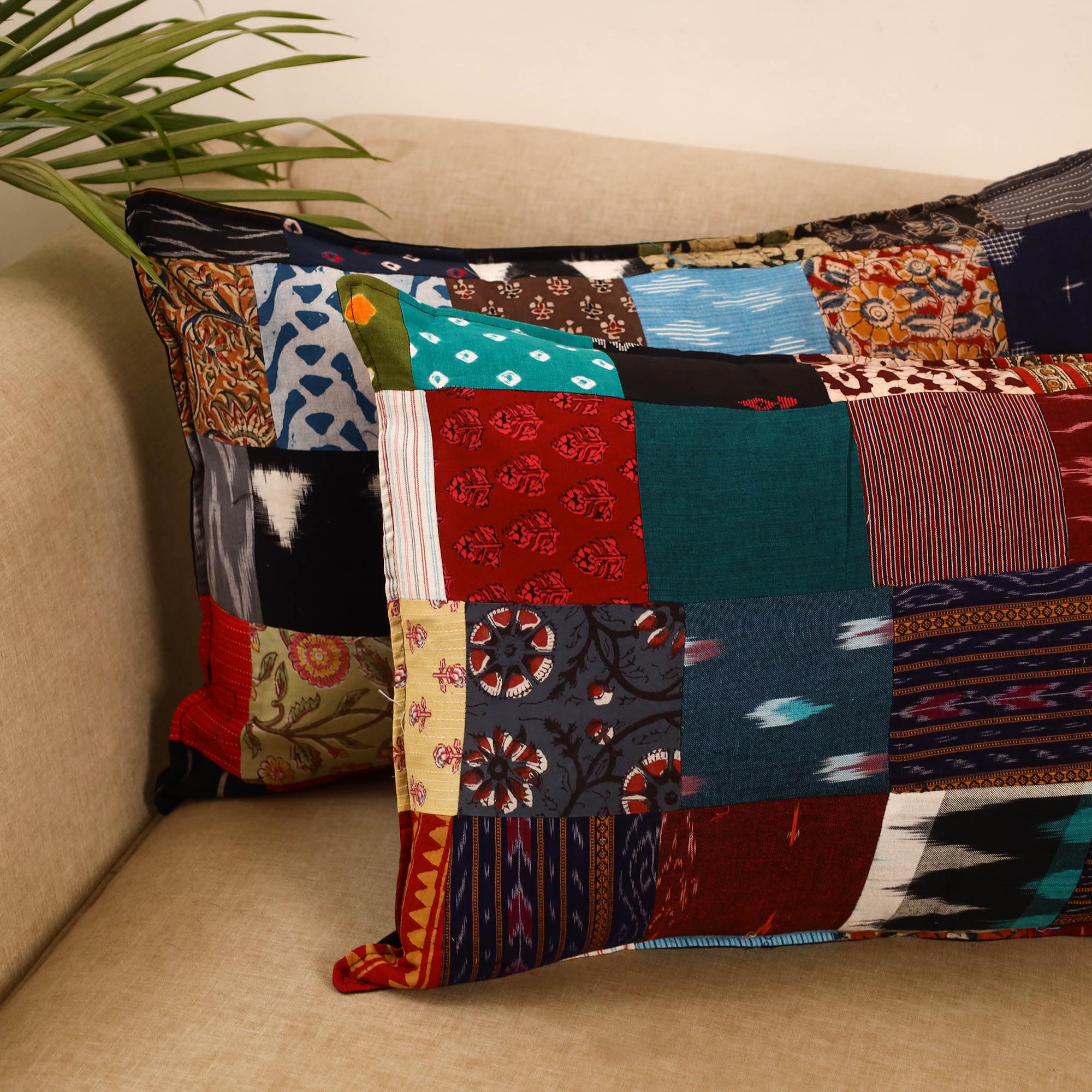 Set of 2 patchwork pillow covers 21 - handcrafted
