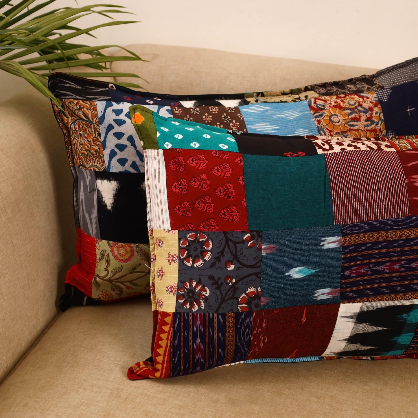 Set of 2 patchwork pillow covers 21 - handcrafted