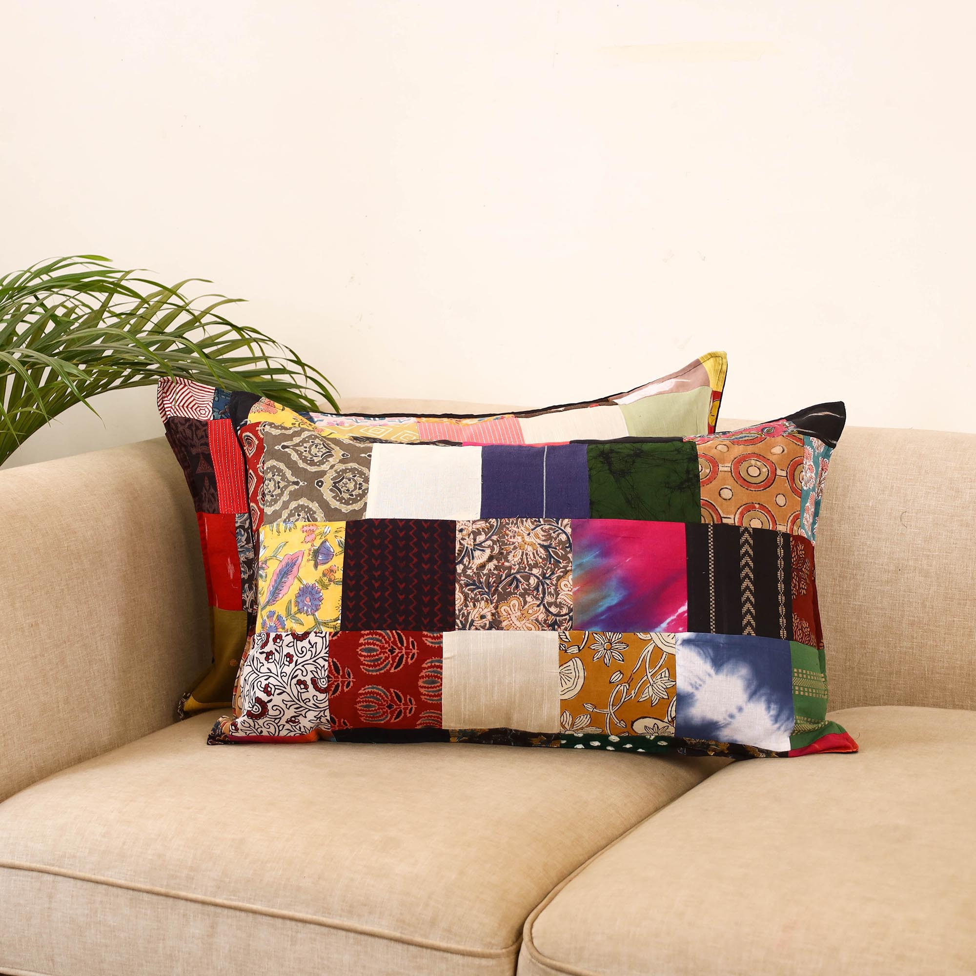 Set of 2 patchwork pillow covers 21 - handcrafted