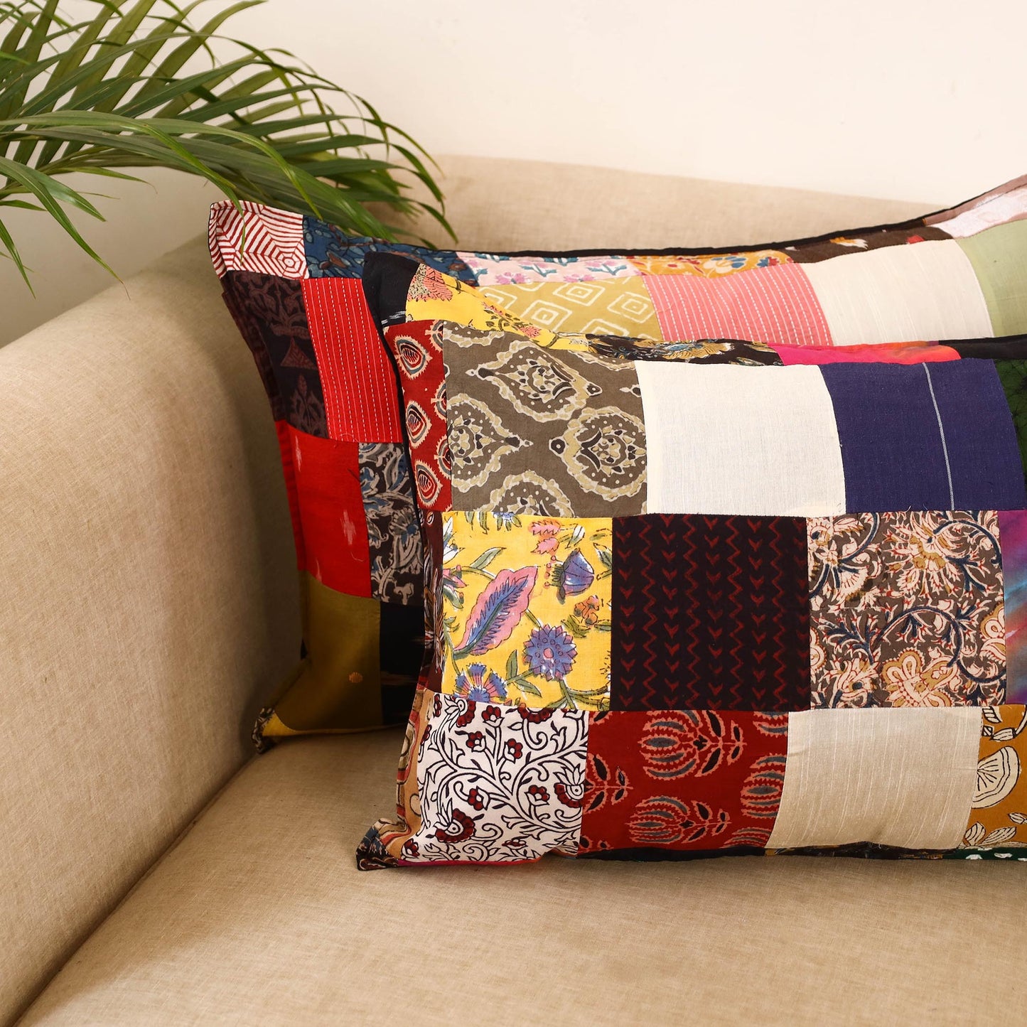 Set of 2 patchwork pillow covers 21 - handcrafted