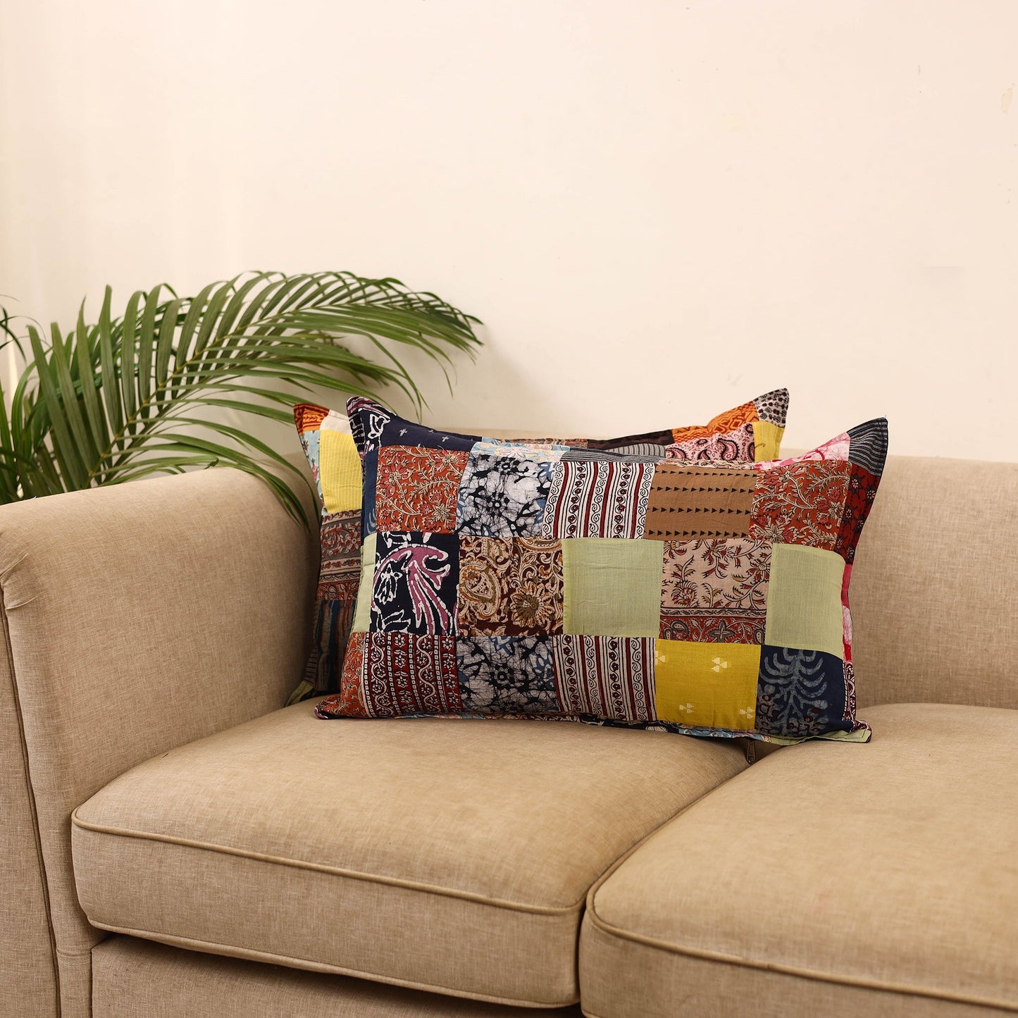 Set of 2 patchwork pillow covers 21 - handcrafted