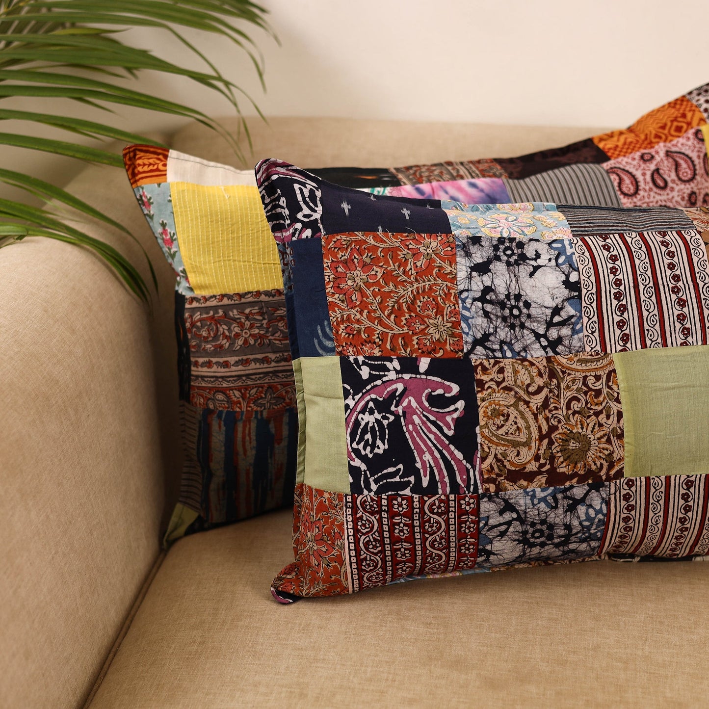 Set of 2 patchwork pillow covers 21 - handcrafted