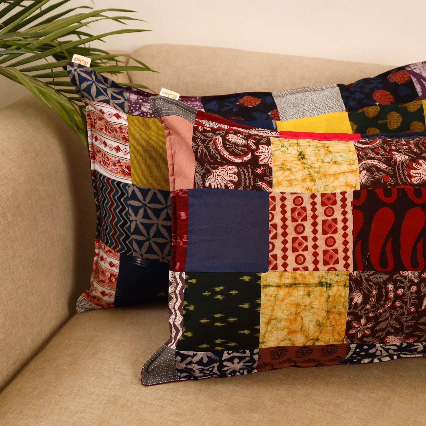 Set of 2 patchwork pillow covers 22 - handcrafted