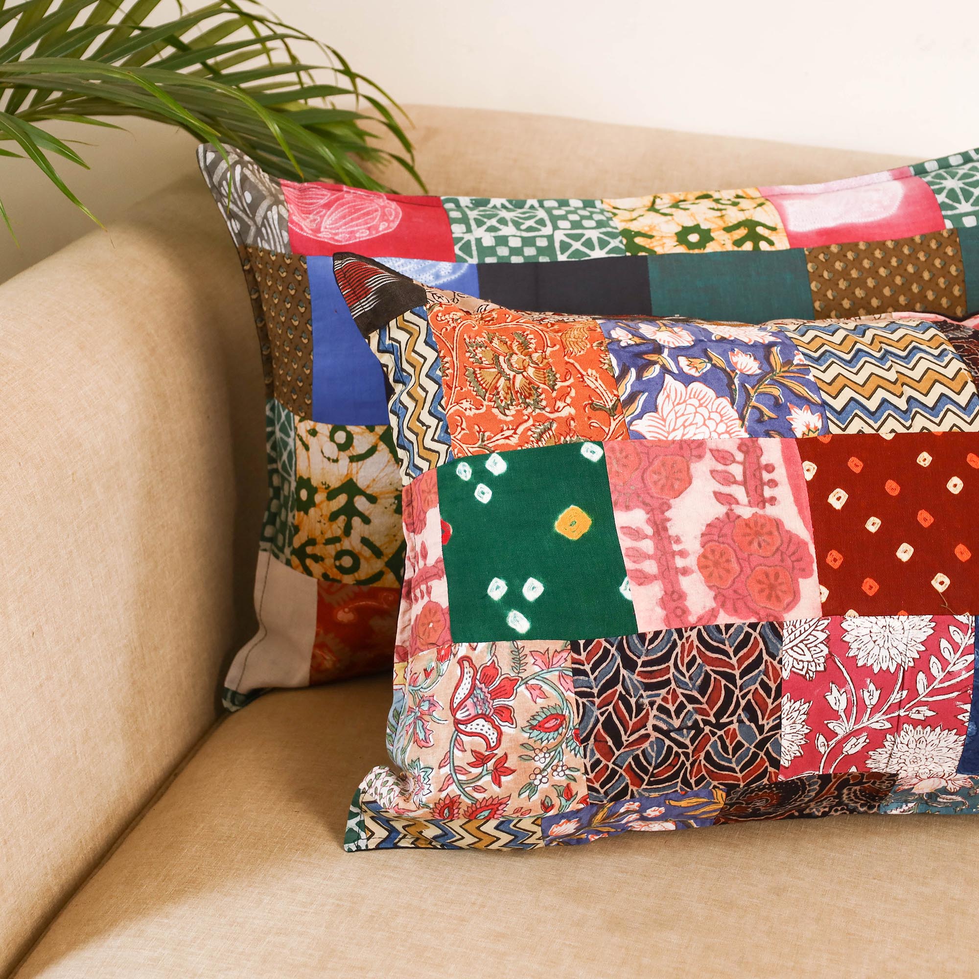 Set of 2 patchwork pillow covers 22 - handcrafted