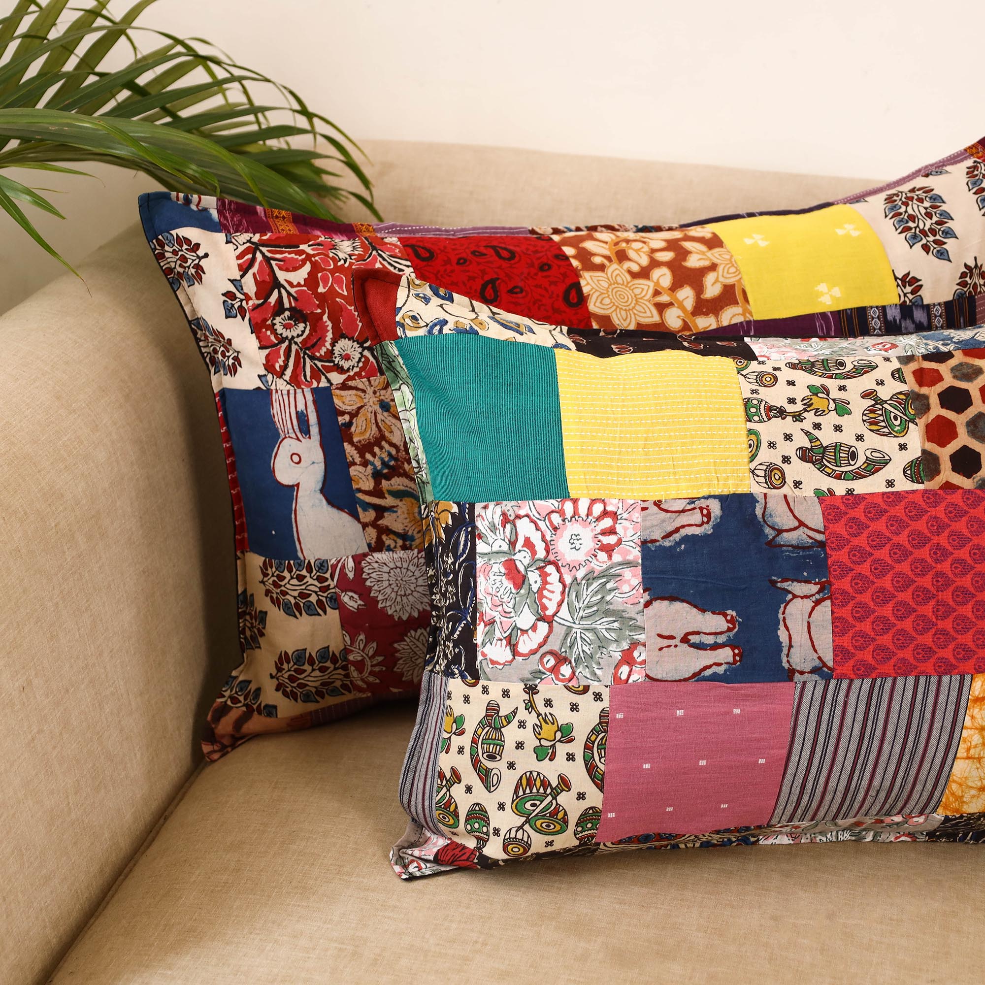 Set of 2 patchwork pillow covers 23 - handcrafted