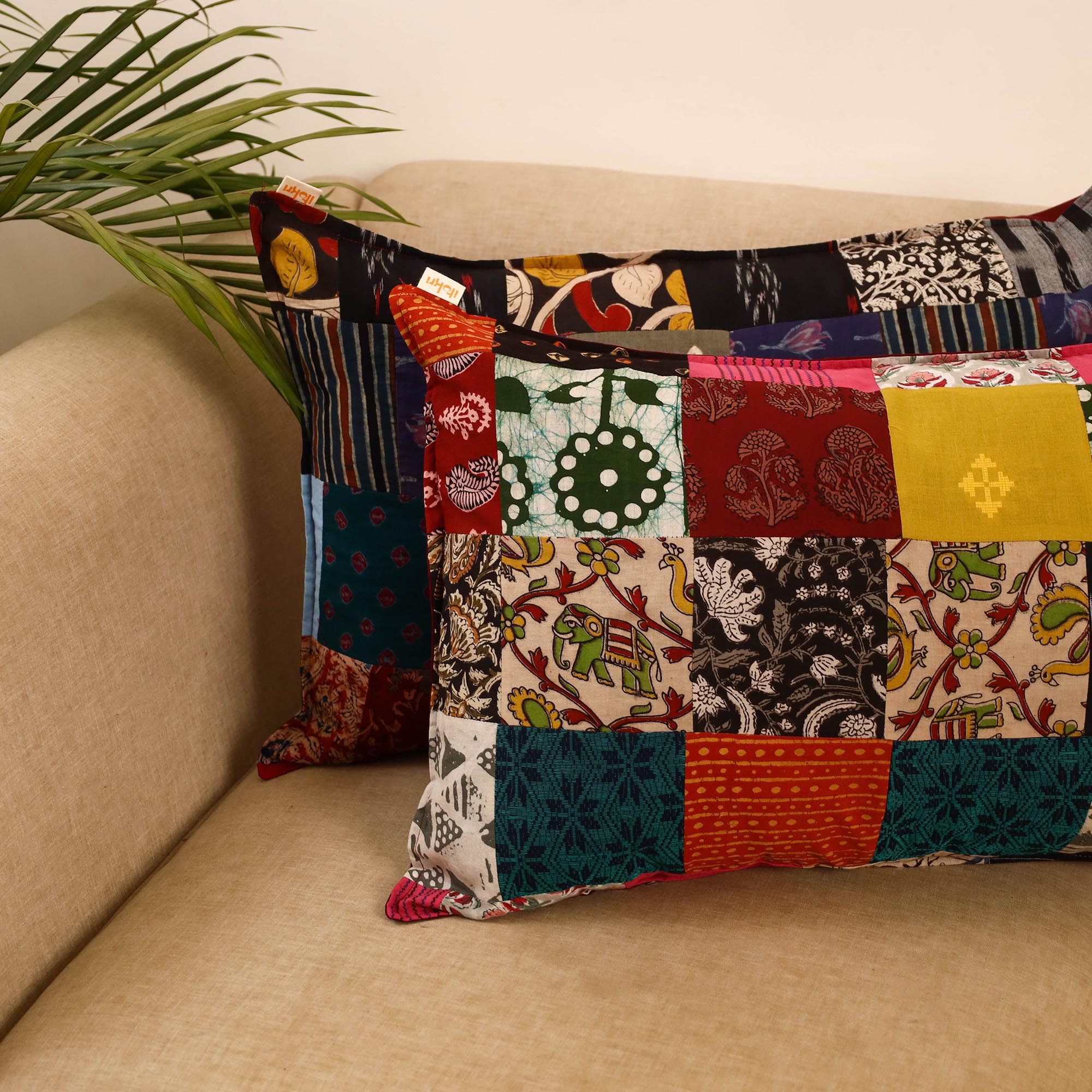 Set of 2 patchwork pillow covers 23 - handcrafted